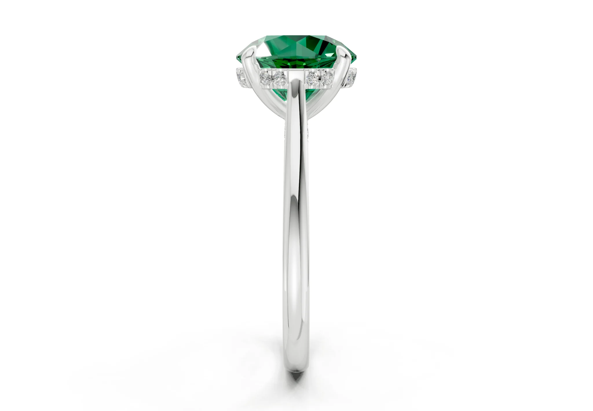 Piper Emerald Gemstone Solitaire Round Cut 2mm Engagement Ring - Image 9