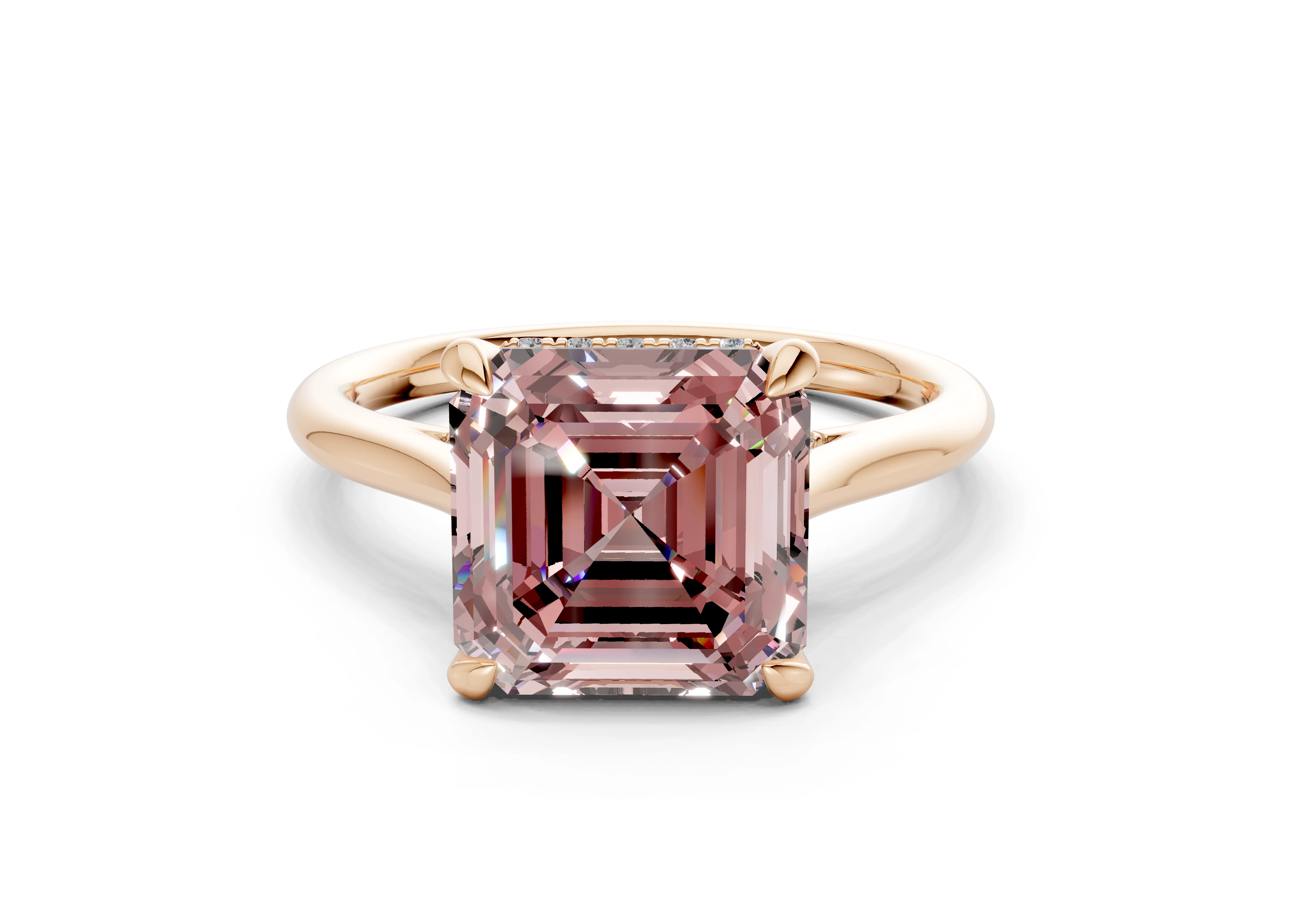 Piper Pink Diamond Solitaire Asscher Cut 1.8mm Engagement Ring - Image 4