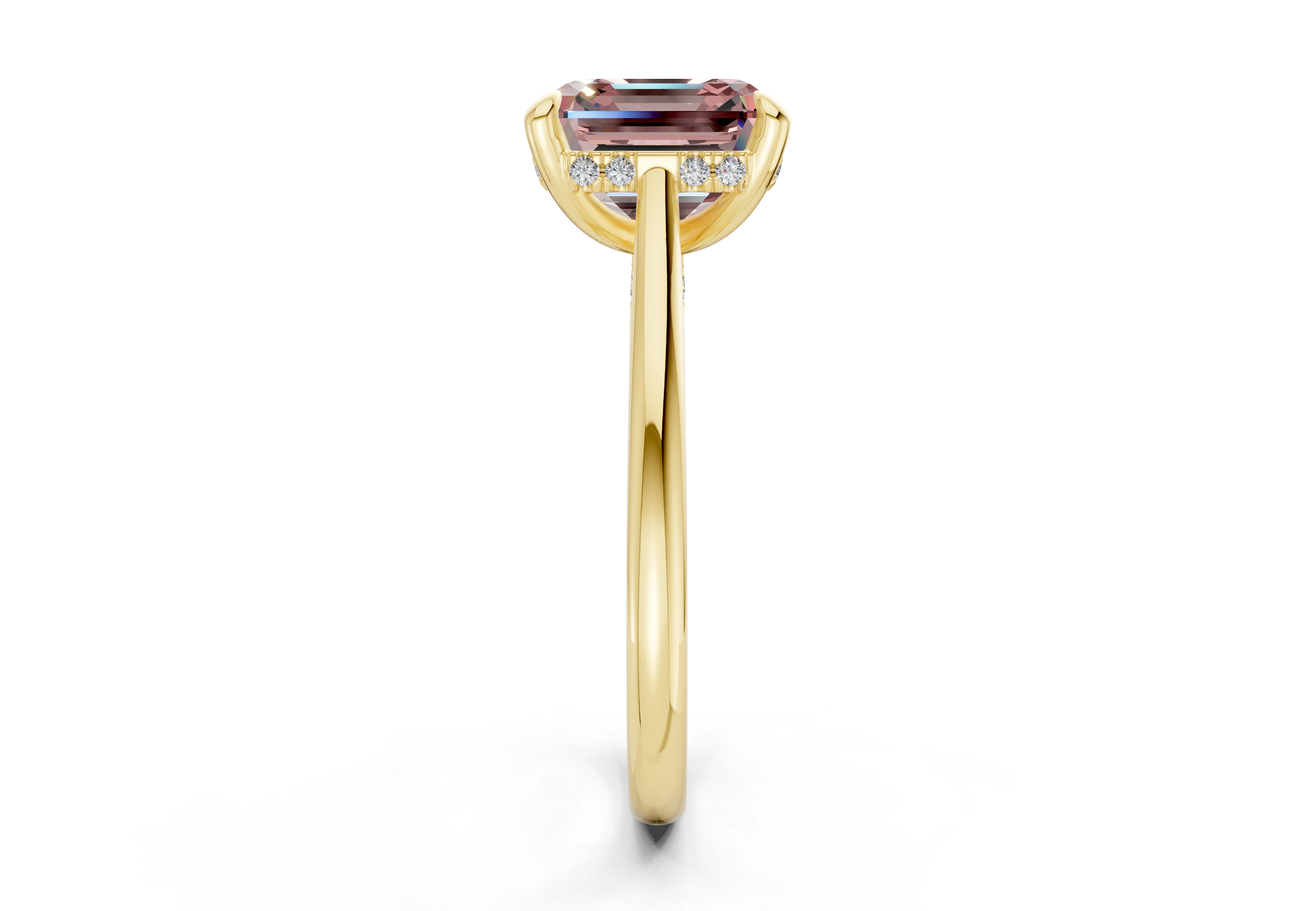 Piper Pink Diamond Solitaire Asscher Cut 2.3mm Engagement Ring - Image 3