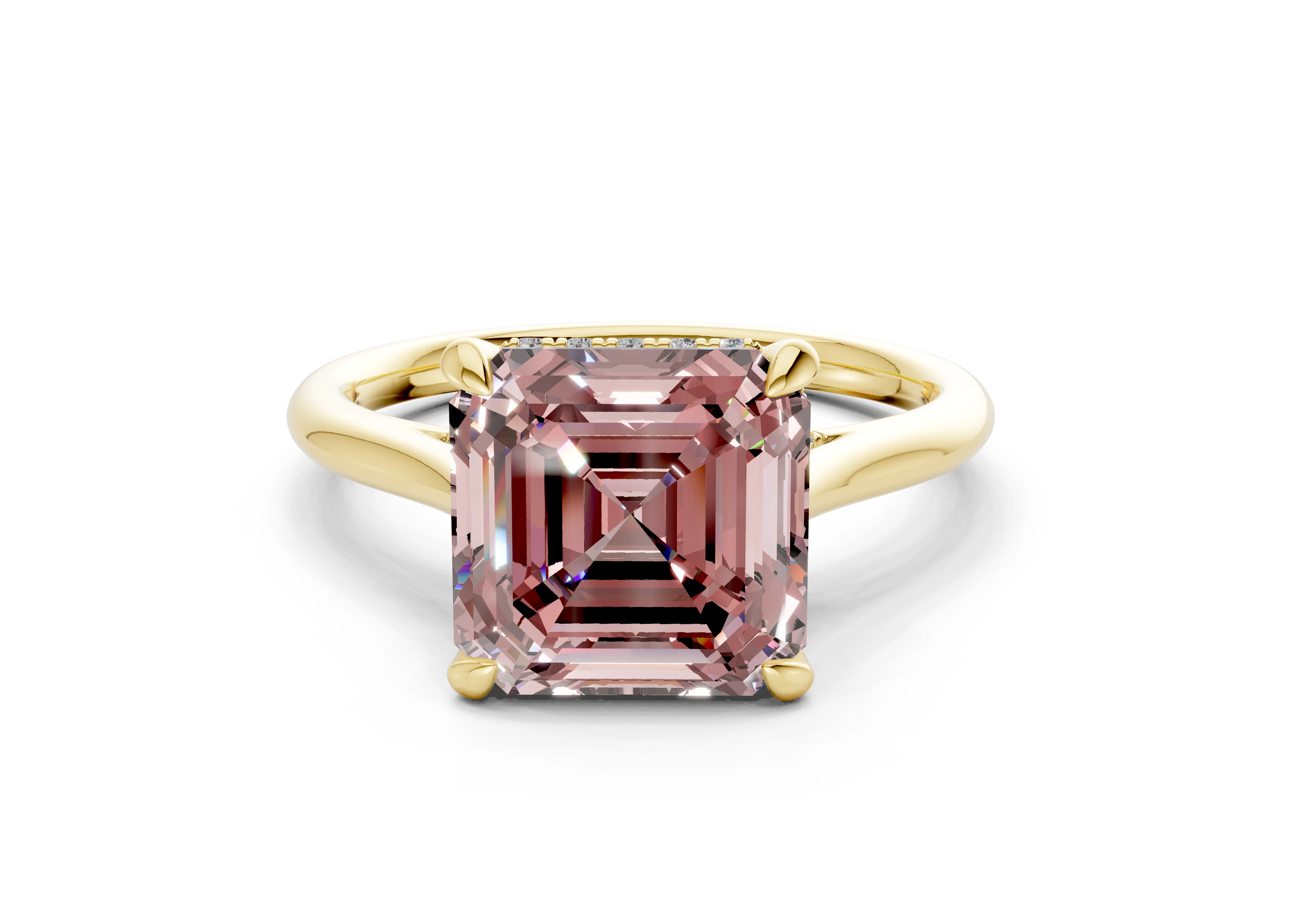 Piper Pink Diamond Solitaire Asscher Cut 2mm Engagement Ring