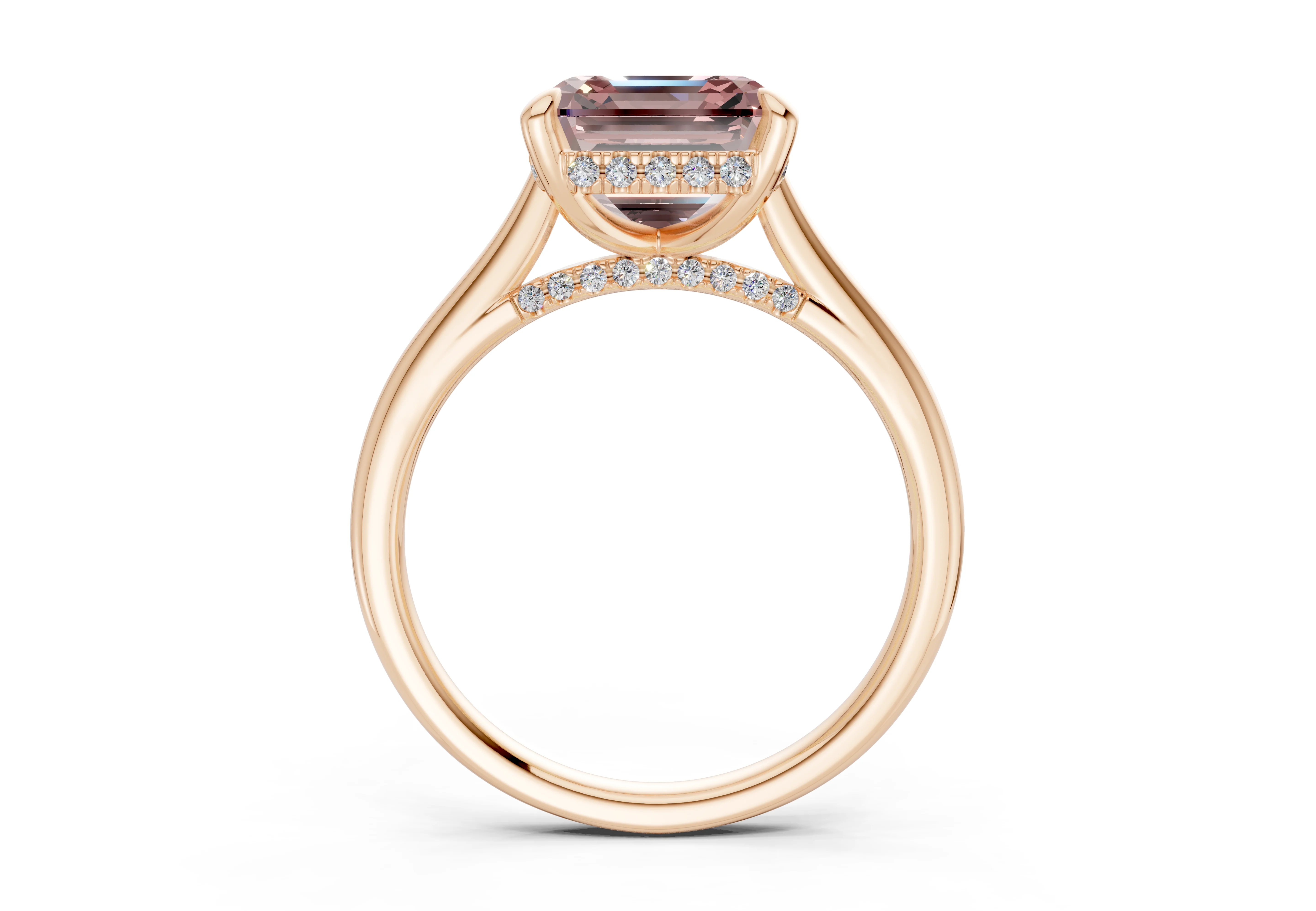 Piper Pink Diamond Solitaire Asscher Cut 2mm Engagement Ring - Image 5