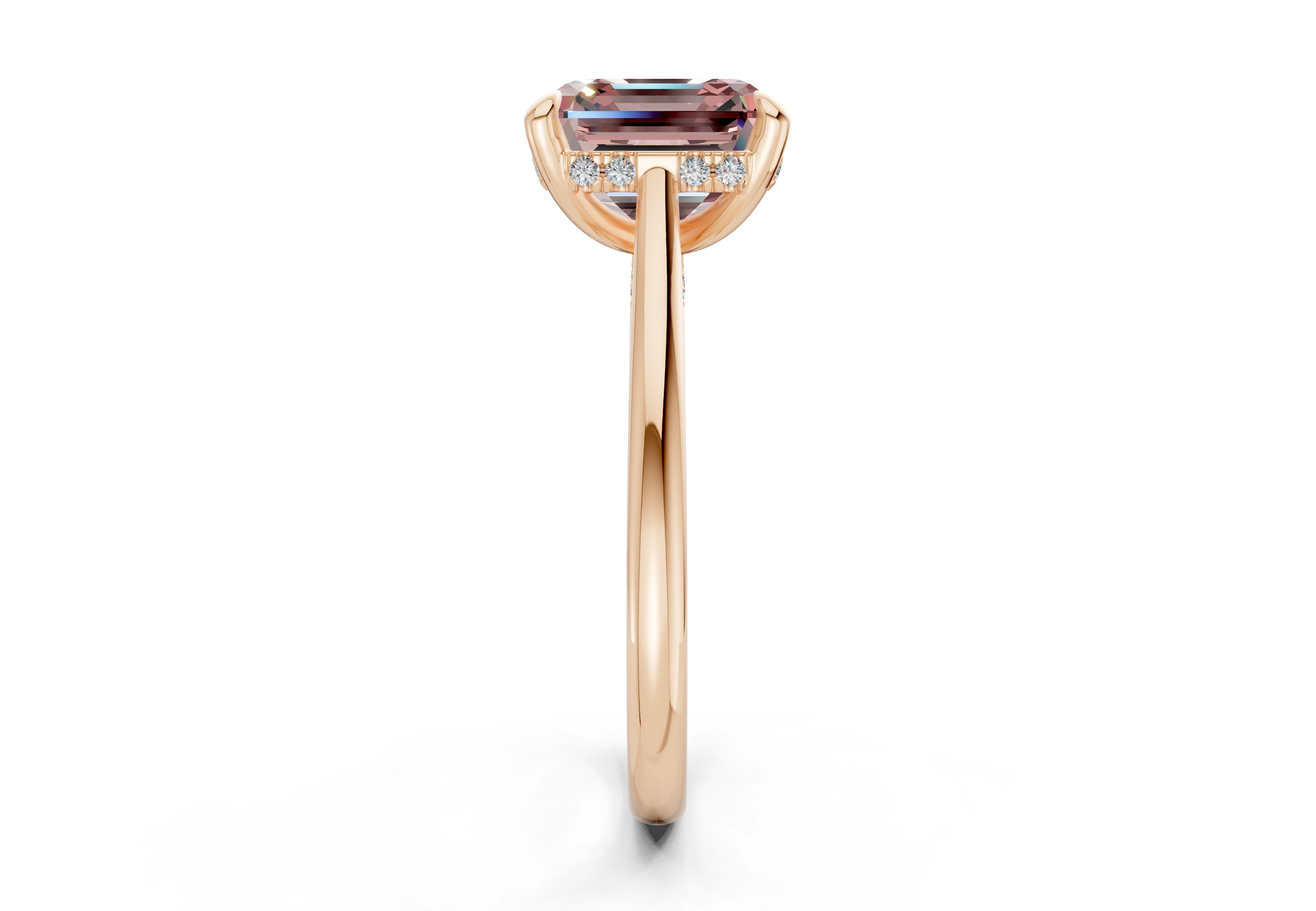 Piper Pink Diamond Solitaire Asscher Cut 2mm Engagement Ring - Image 6