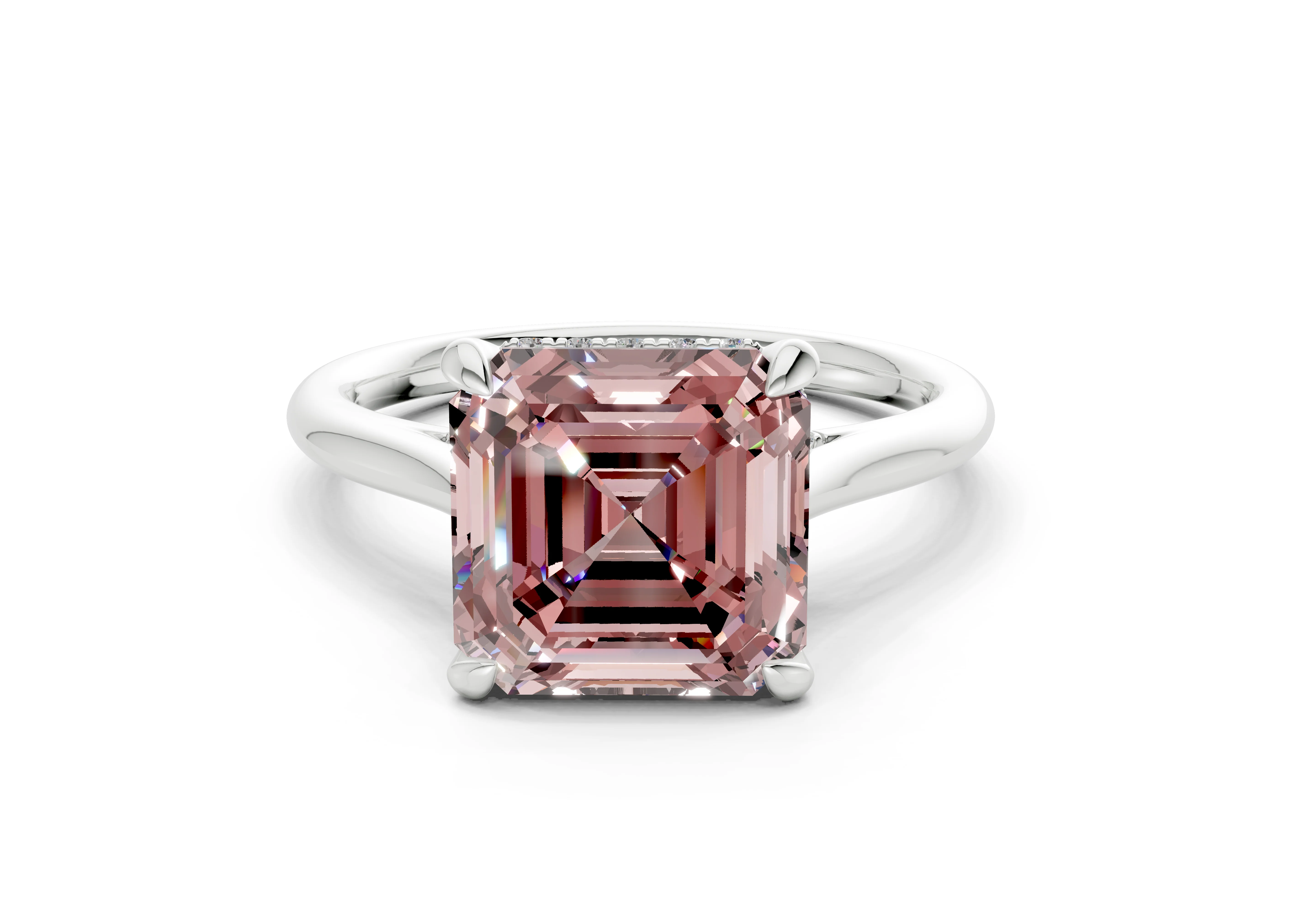 Piper Pink Diamond Solitaire Asscher Cut 2mm Engagement Ring - Image 7