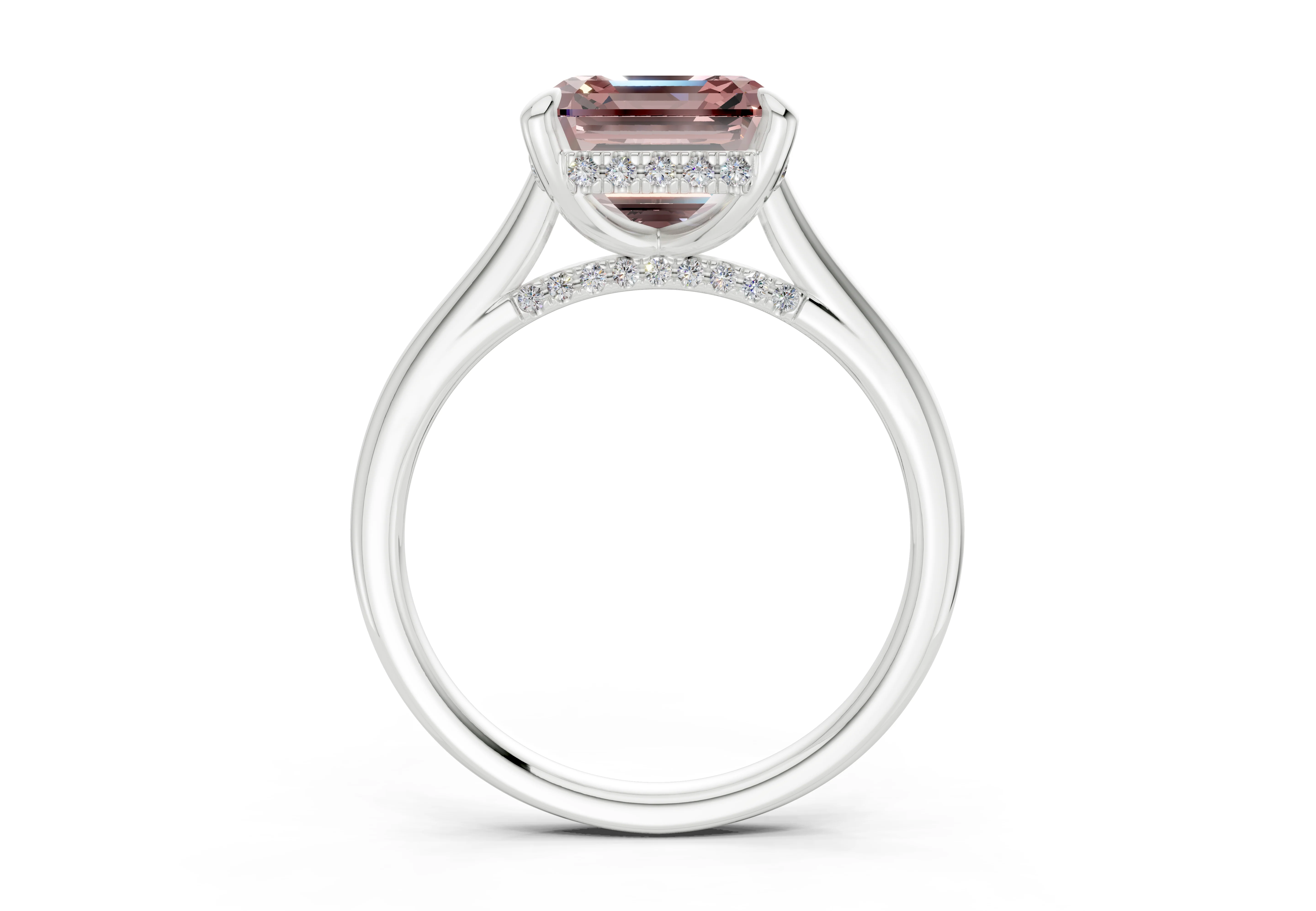 Piper Pink Diamond Solitaire Asscher Cut 2mm Engagement Ring - Image 8