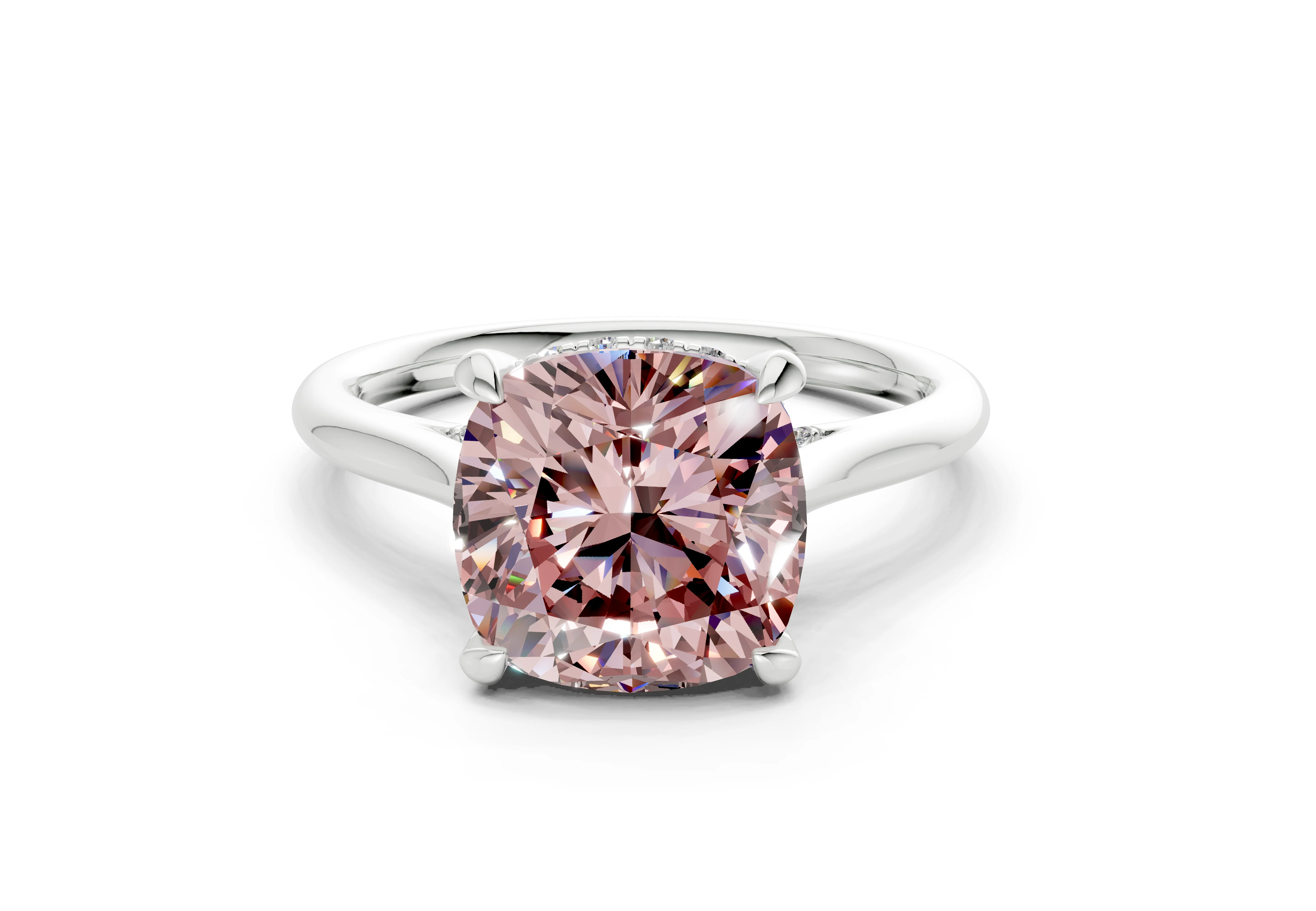 Piper Pink Diamond Solitaire Cushion Squareuare Cut 1.8mm Engagement Ring - Image 7