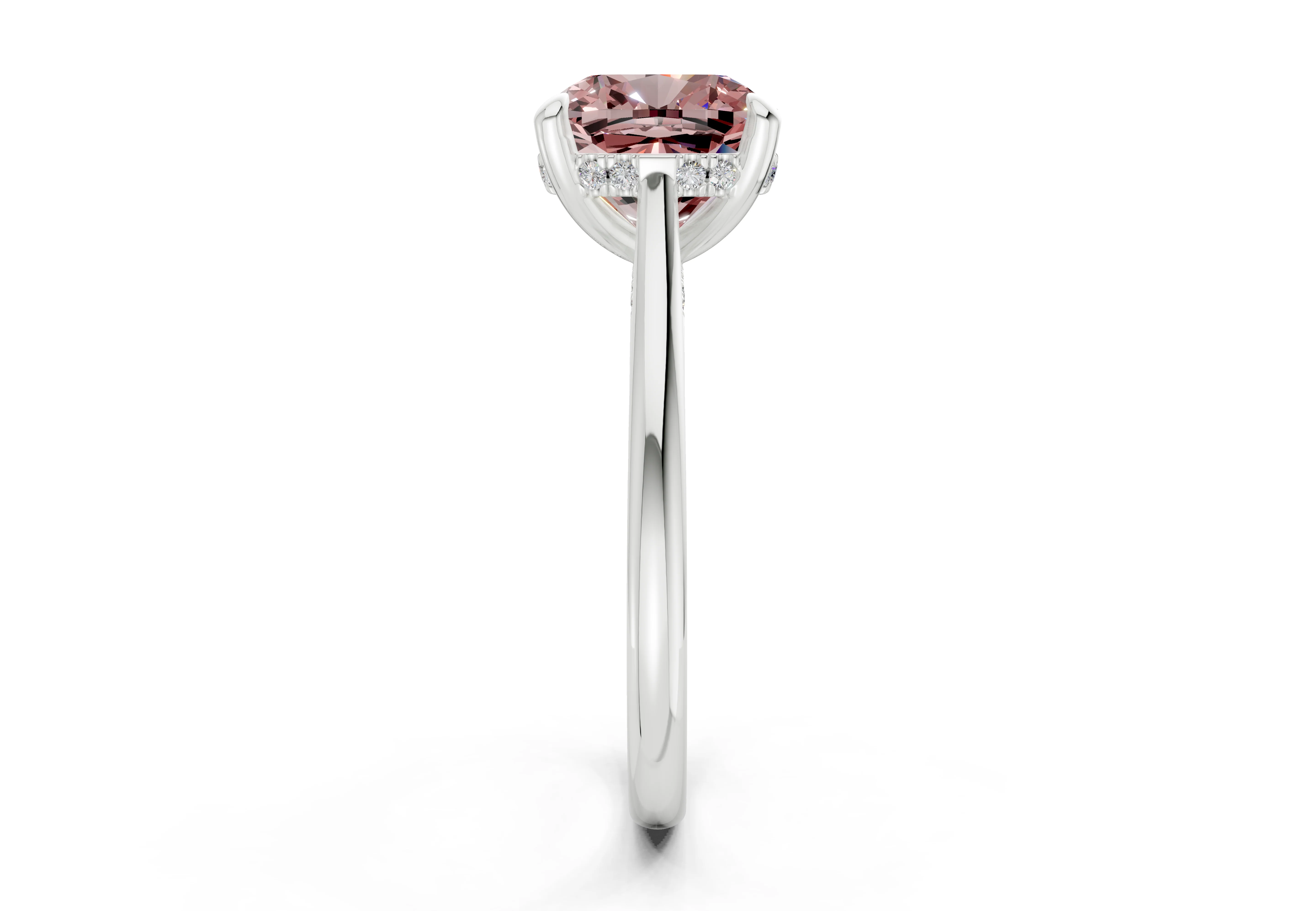 Piper Pink Diamond Solitaire Cushion Squareuare Cut 1.8mm Engagement Ring - Image 9