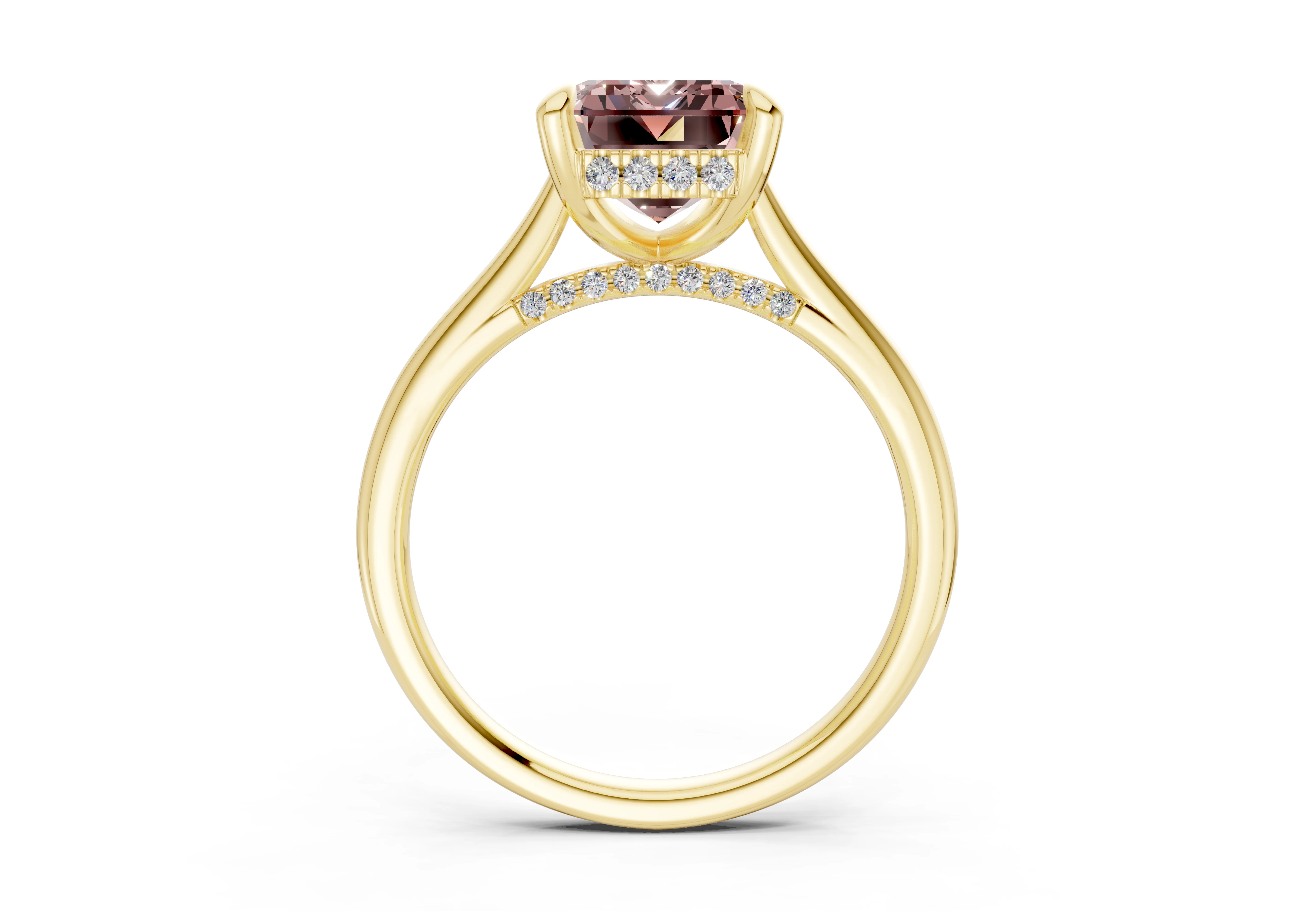 Piper Pink Diamond Solitaire Emerald Cut 1.8mm Engagement Ring - Image 2