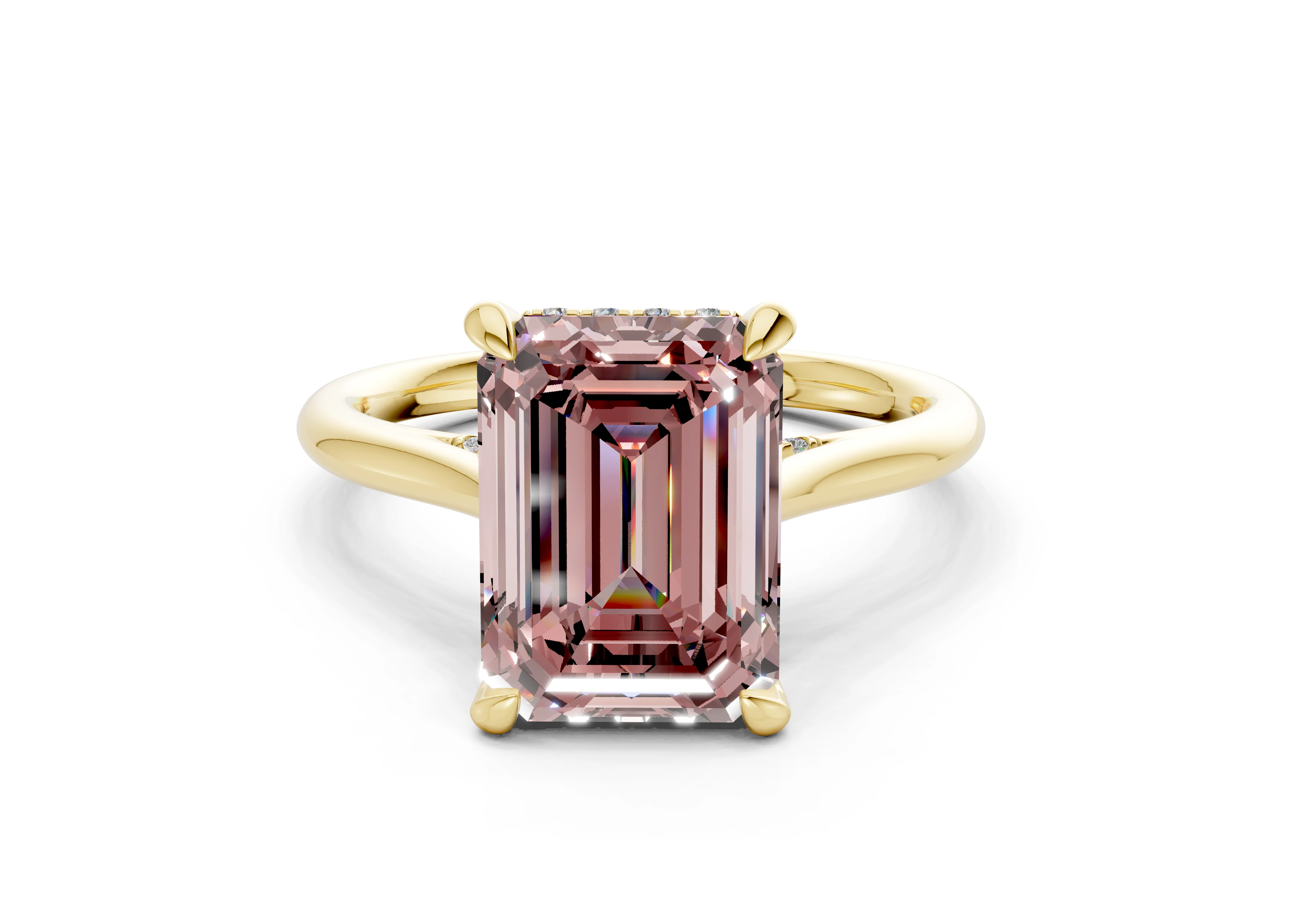 Piper Pink Diamond Solitaire Emerald Cut 2.2mm Engagement Ring