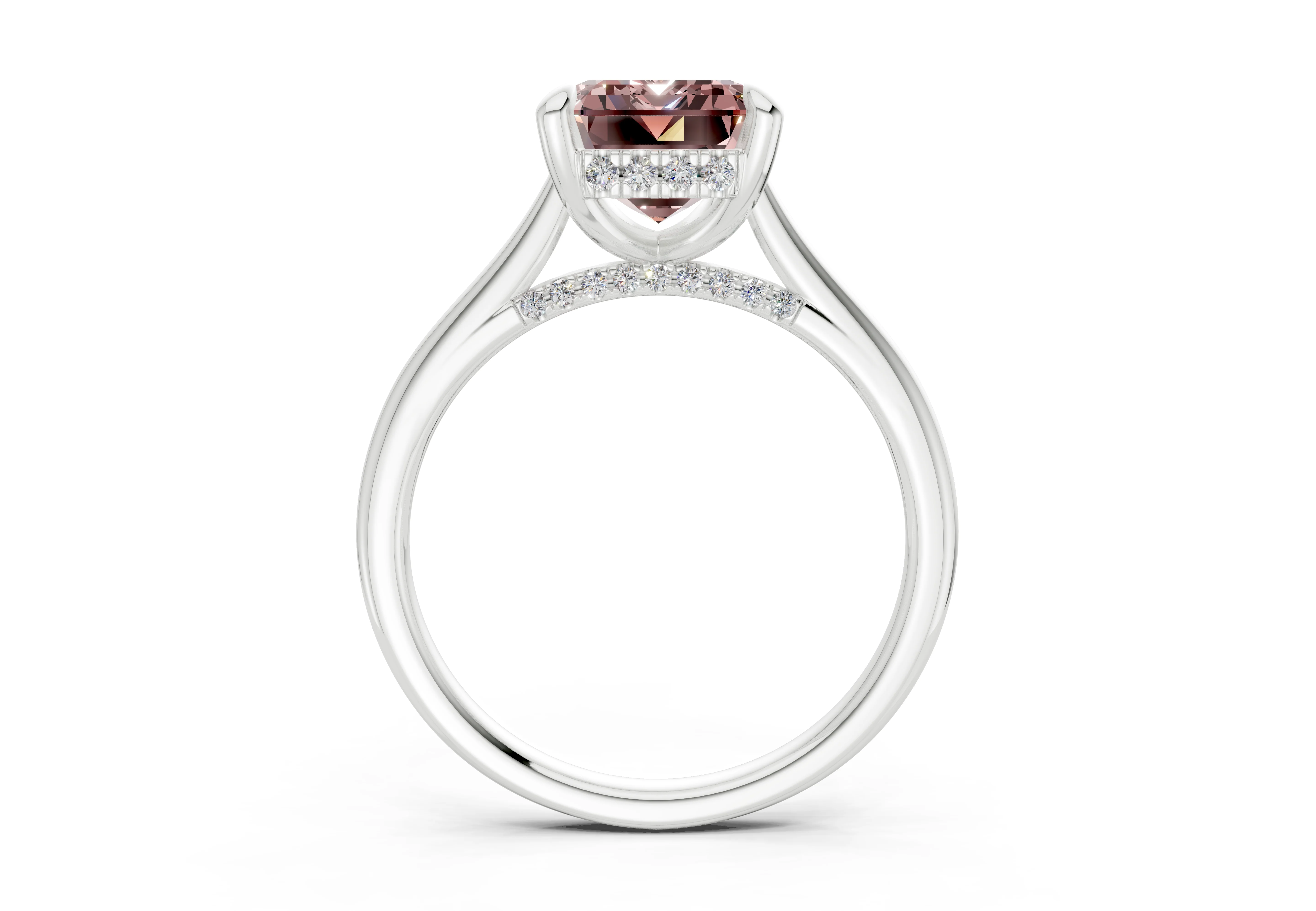 Piper Pink Diamond Solitaire Emerald Cut 2.2mm Engagement Ring - Image 8