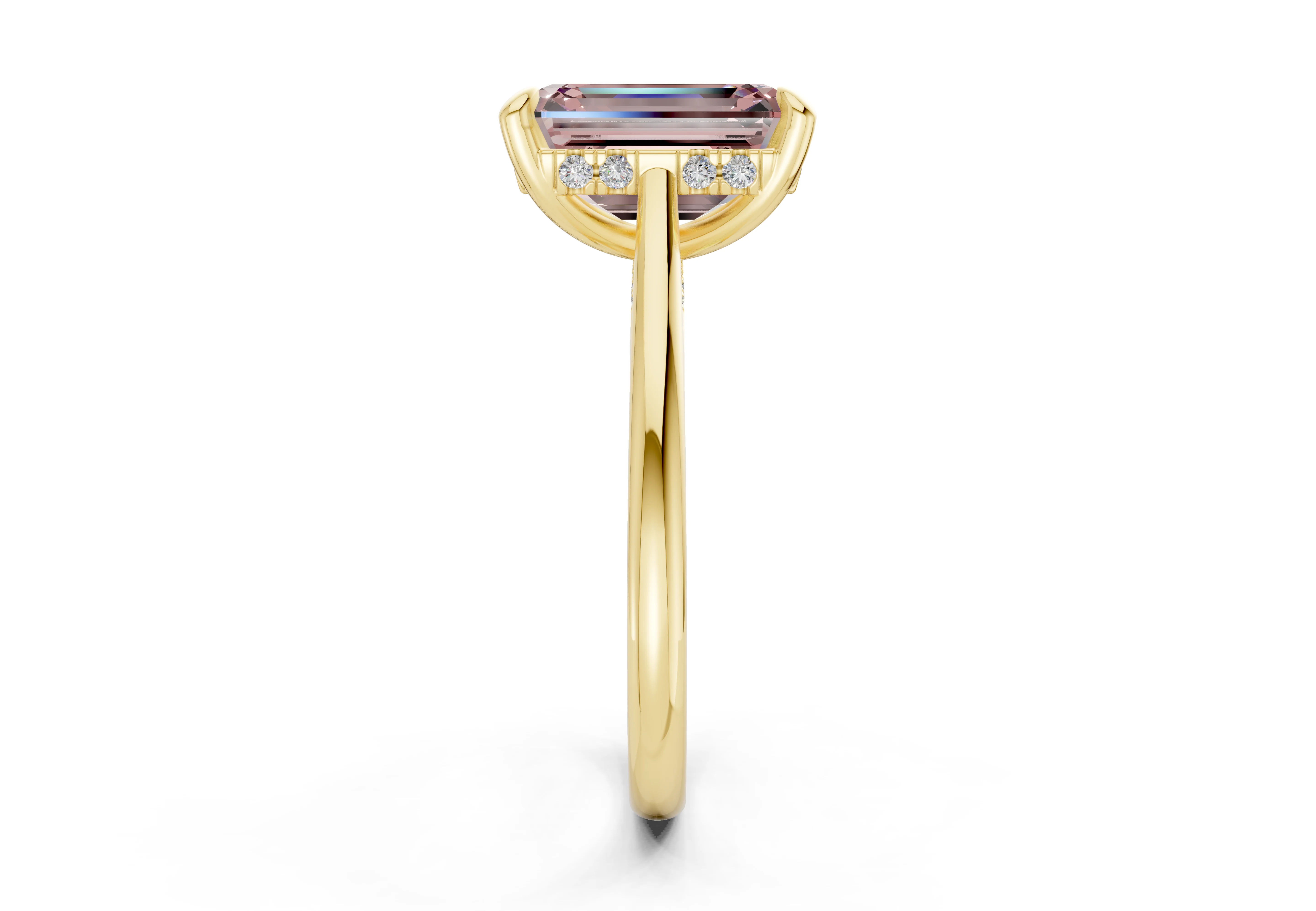 Piper Pink Diamond Solitaire Emerald Cut 2mm Engagement Ring - Image 3