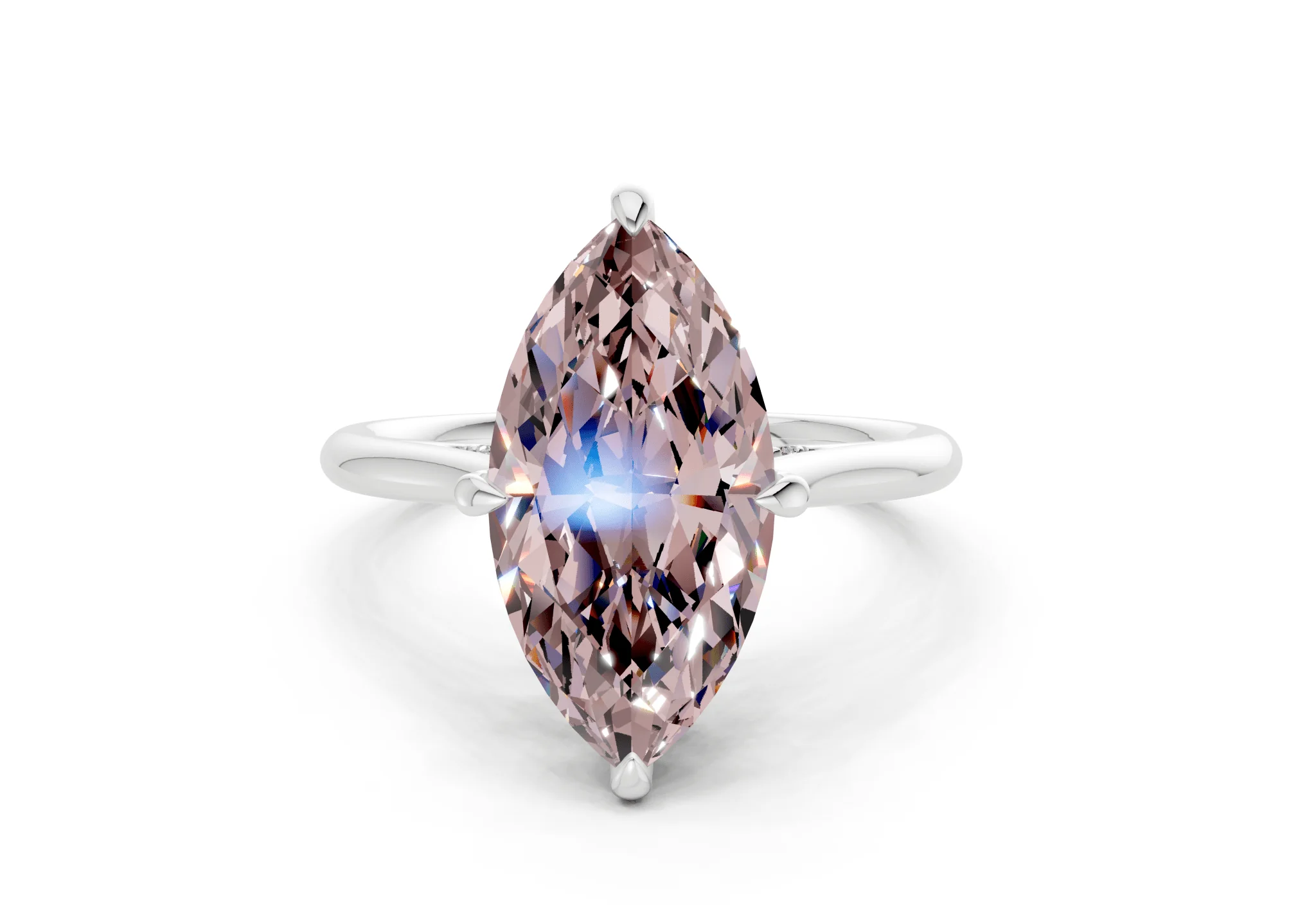 Piper Pink Diamond Solitaire Marquise Cut 2.2mm Engagement Ring - Image 7
