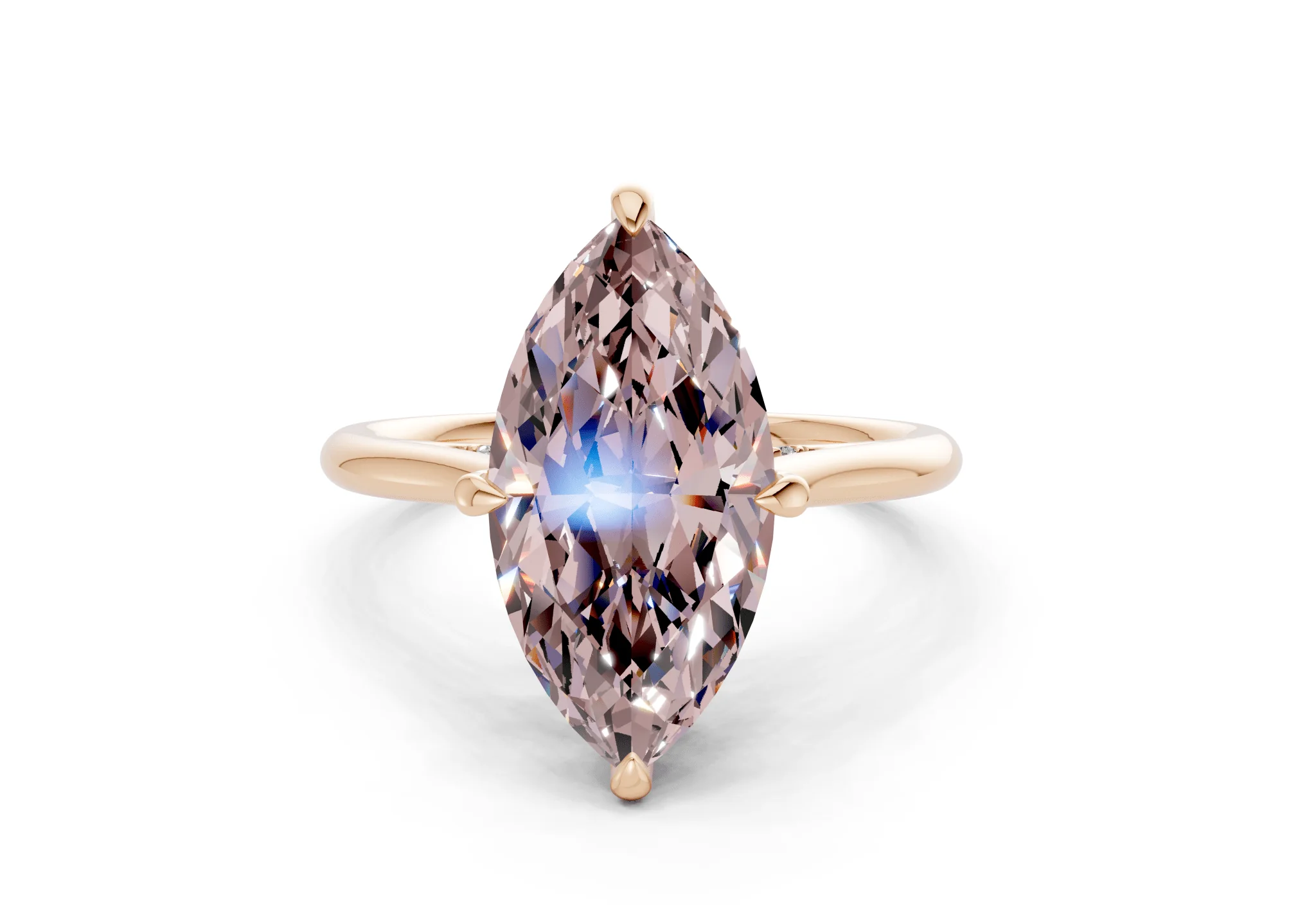 Piper Pink Diamond Solitaire Marquise Cut 2mm Engagement Ring - Image 4