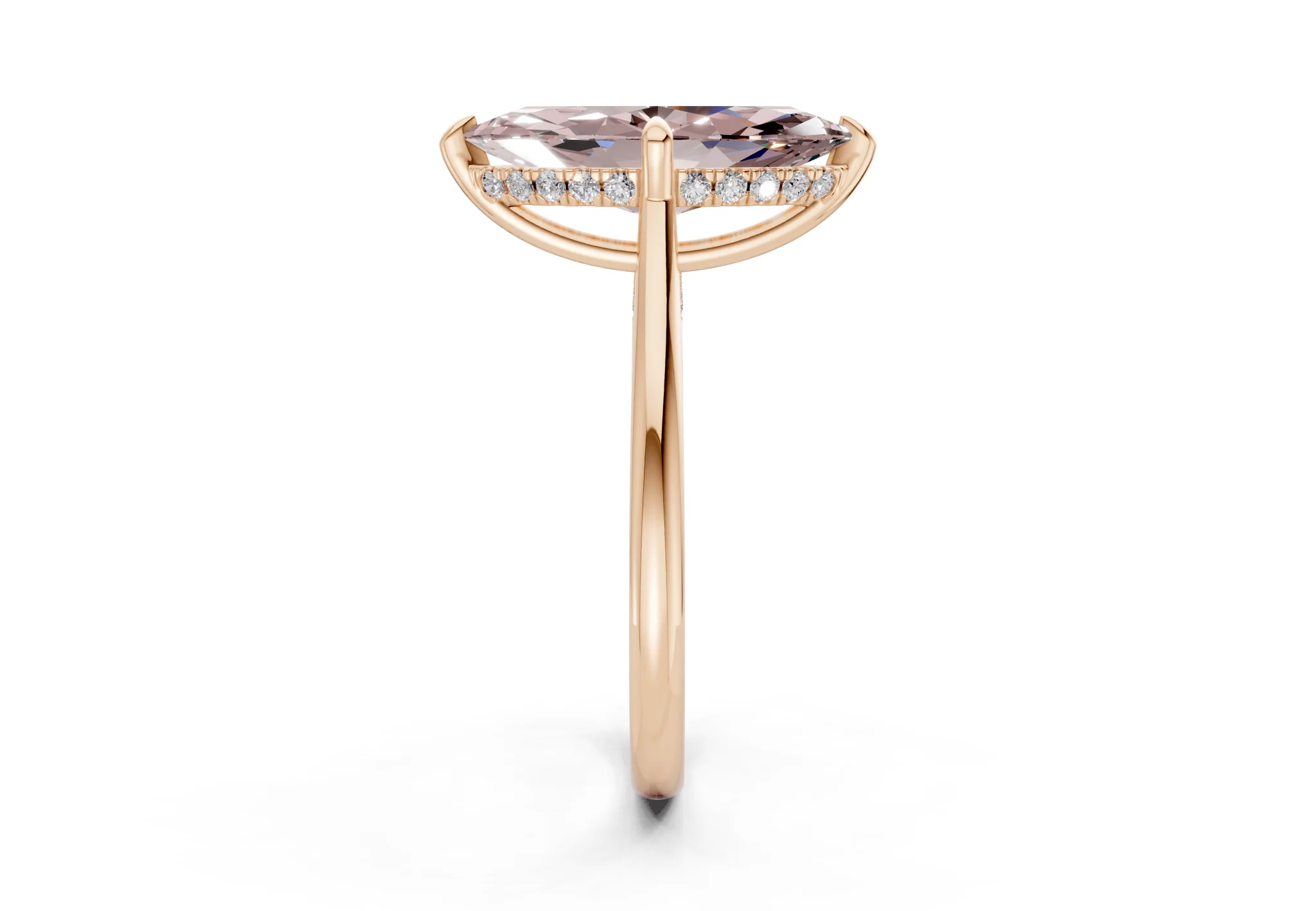 Piper Pink Diamond Solitaire Marquise Cut 2mm Engagement Ring - Image 6