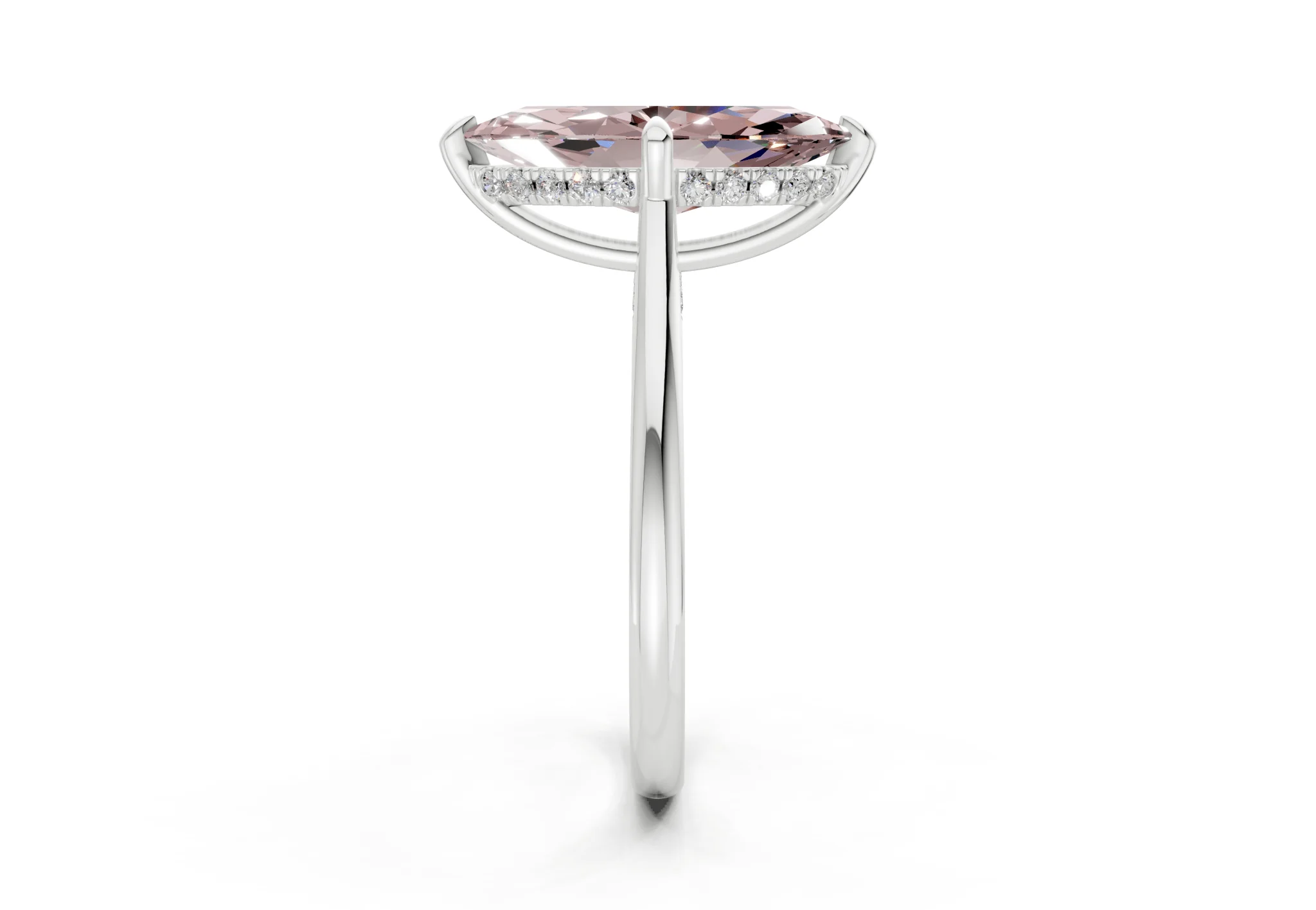 Piper Pink Diamond Solitaire Marquise Cut 2mm Engagement Ring - Image 9