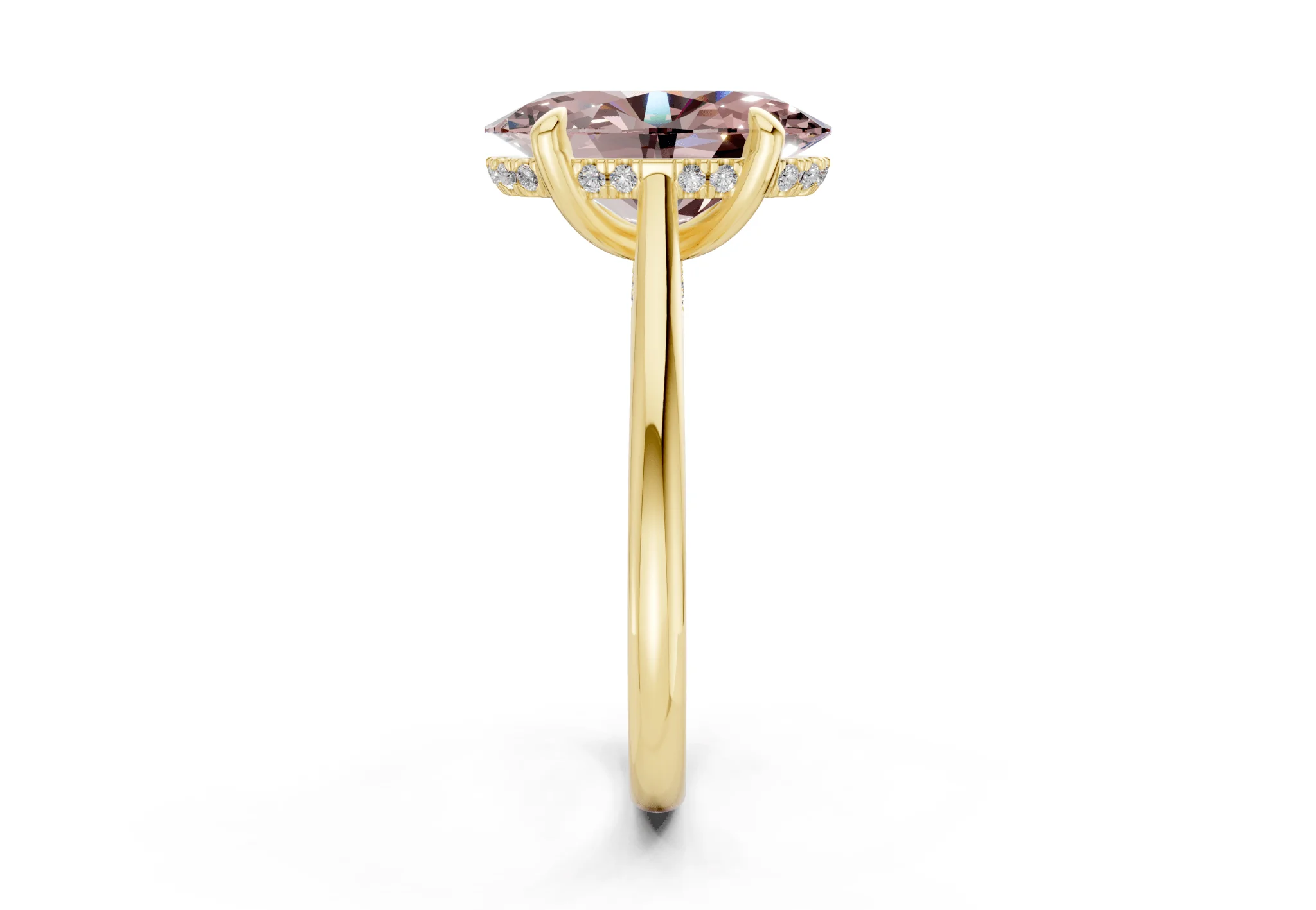 Piper Pink Diamond Solitaire Oval Cut 1.8mm Engagement Ring - Image 3