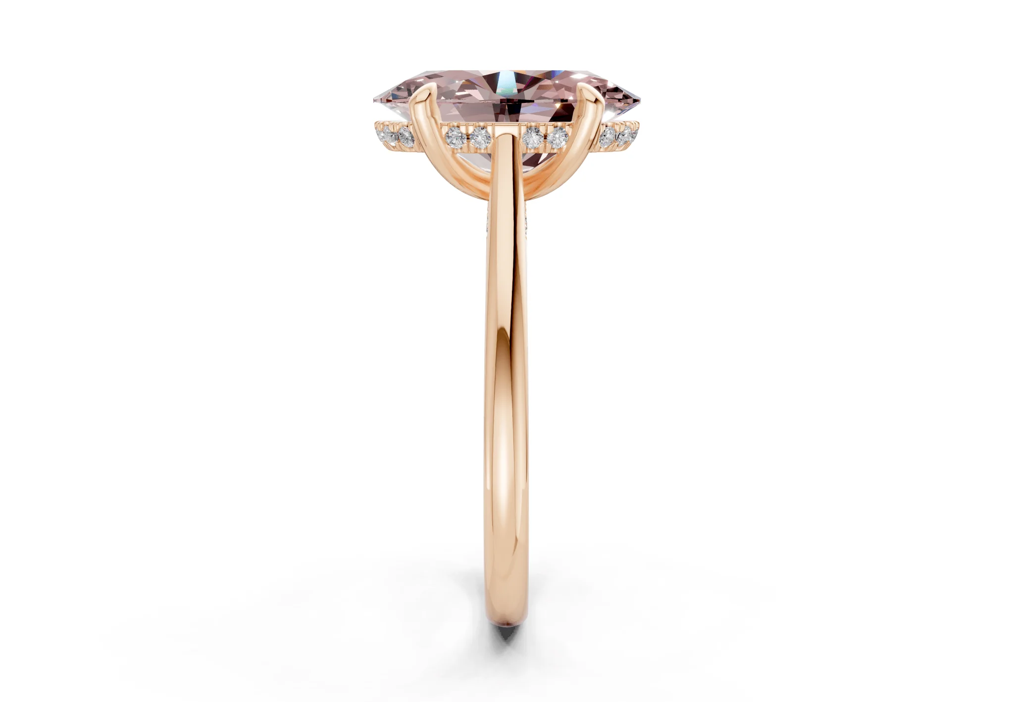 Piper Pink Diamond Solitaire Oval Cut 1.8mm Engagement Ring - Image 6