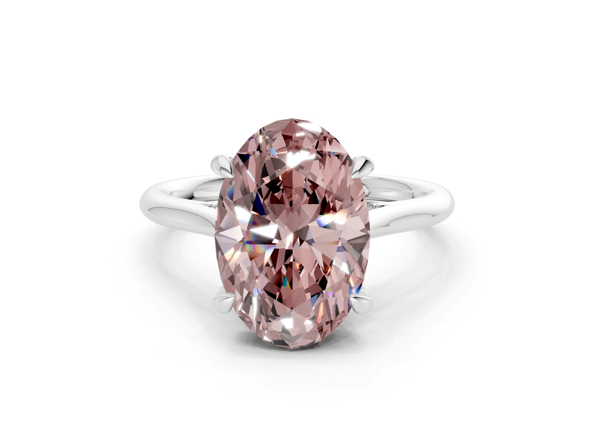 Piper Pink Diamond Solitaire Oval Cut 1.8mm Engagement Ring - Image 7