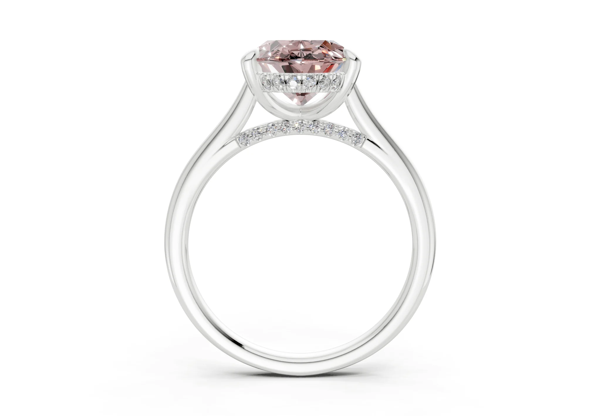 Piper Pink Diamond Solitaire Oval Cut 1.8mm Engagement Ring - Image 8