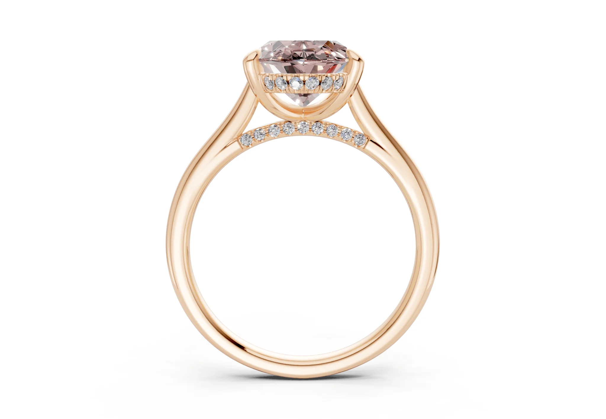 Piper Pink Diamond Solitaire Oval Cut 2.3mm Engagement Ring - Image 5
