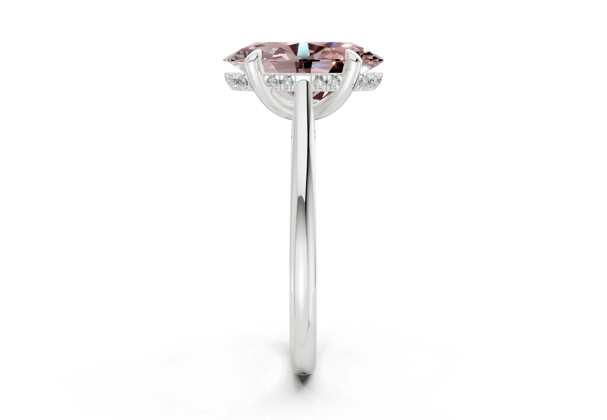 Piper Pink Diamond Solitaire Oval Cut 2.3mm Engagement Ring - Image 9