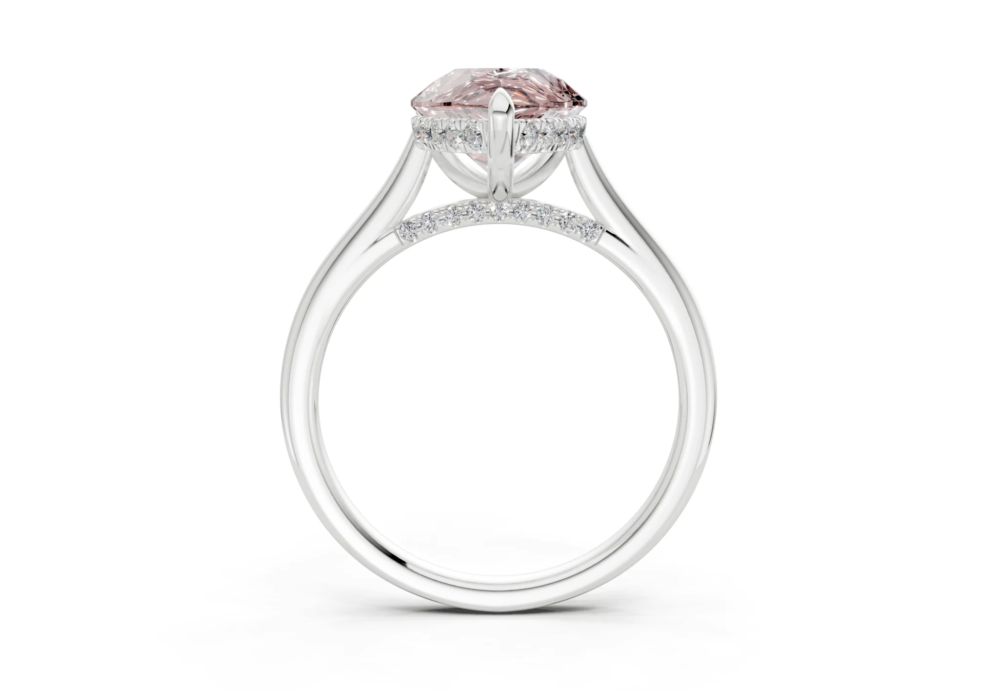 Piper Pink Diamond Solitaire Pear Cut 2.3mm Engagement Ring - Image 8
