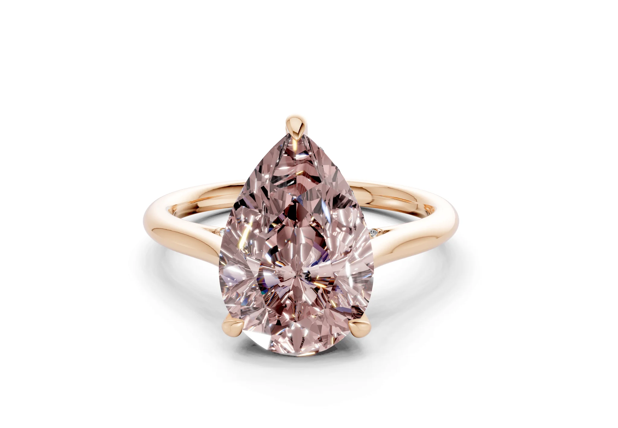 Piper Pink Diamond Solitaire Pear Cut 2mm Engagement Ring - Image 4