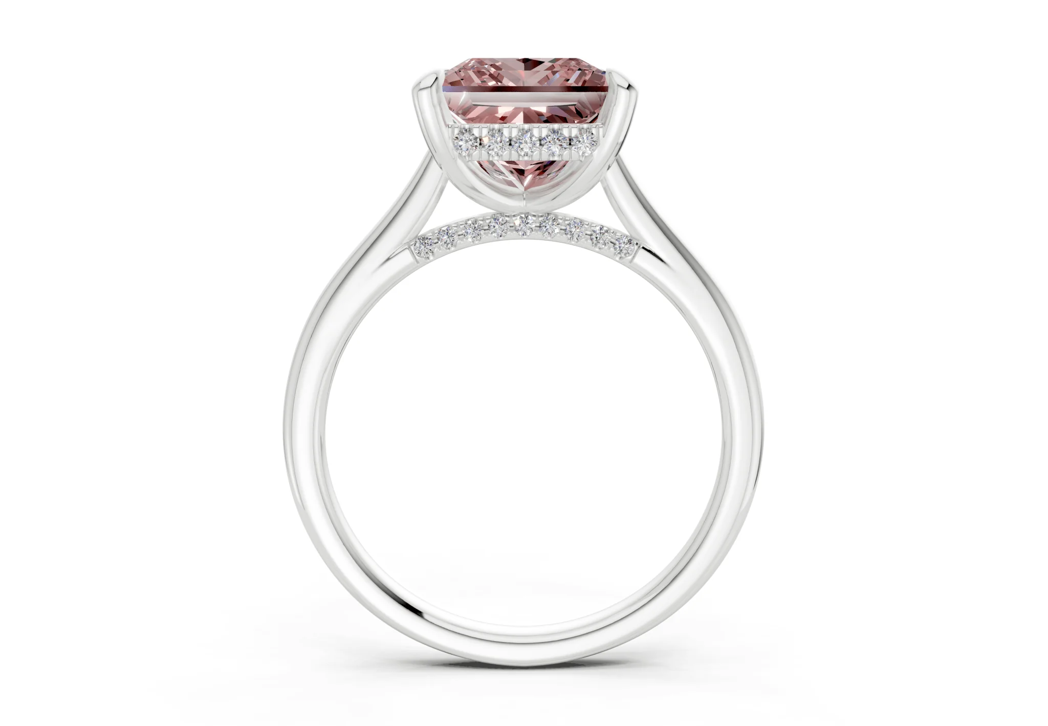 Piper Pink Diamond Solitaire Princess Cut 1.8mm Engagement Ring - Image 8