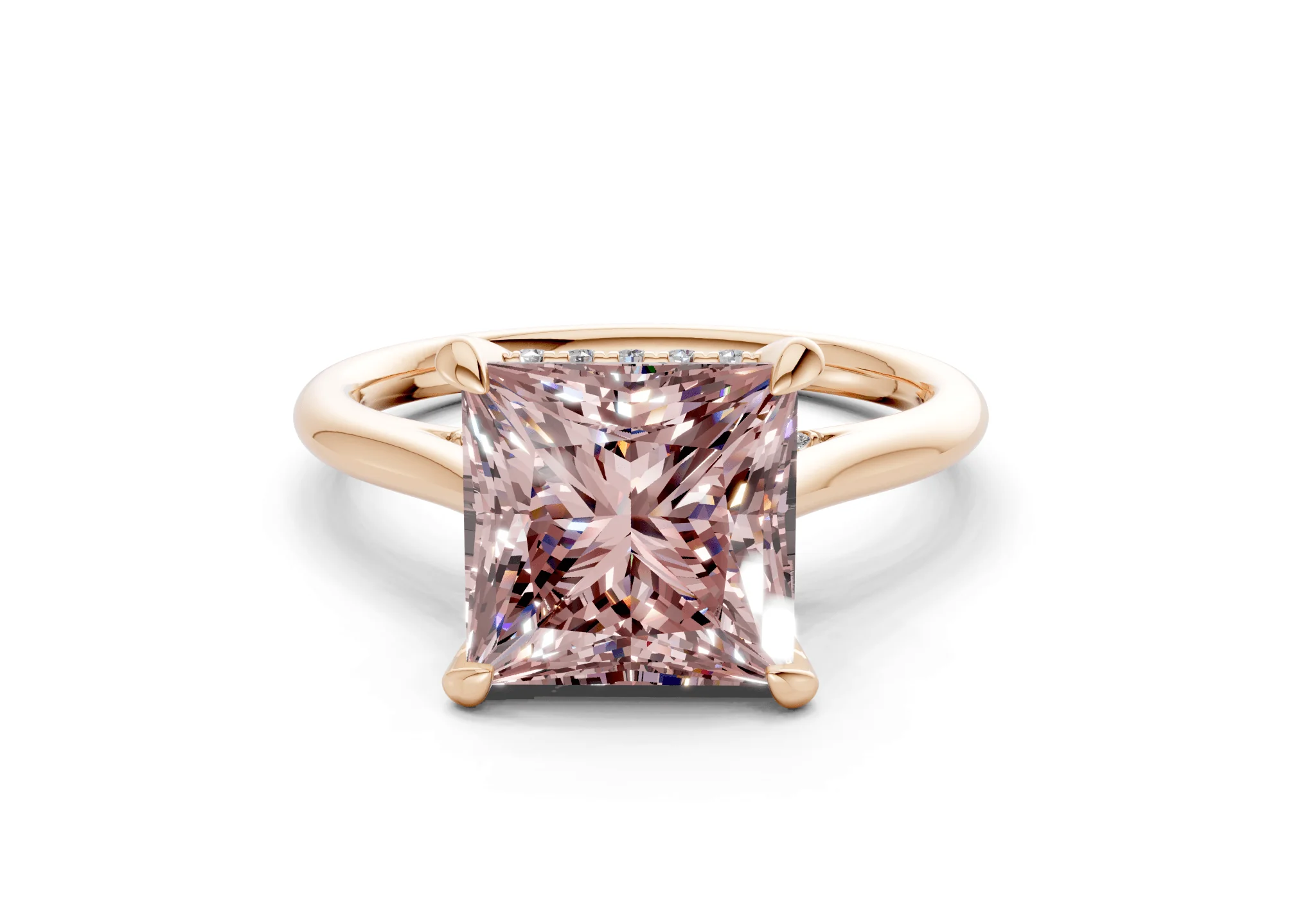 Piper Pink Diamond Solitaire Princess Cut 2.3mm Engagement Ring - Image 4
