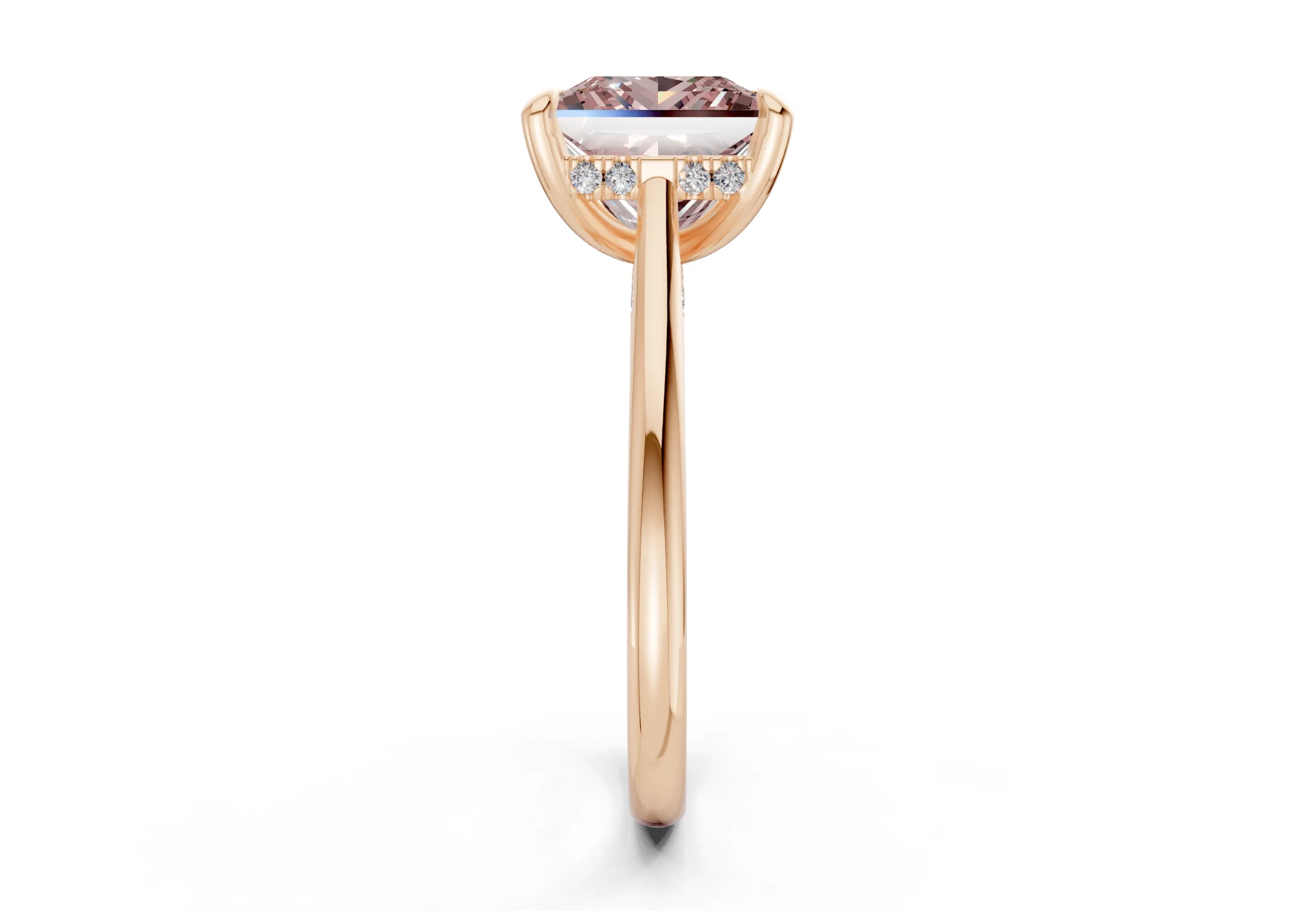 Piper Pink Diamond Solitaire Princess Cut 2.3mm Engagement Ring - Image 6