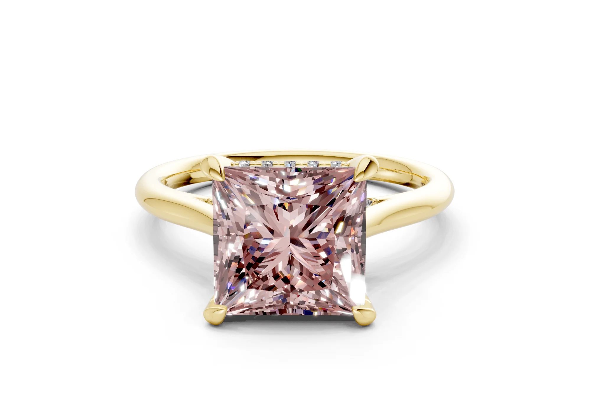 Piper Pink Diamond Solitaire Princess Cut 2mm Engagement Ring