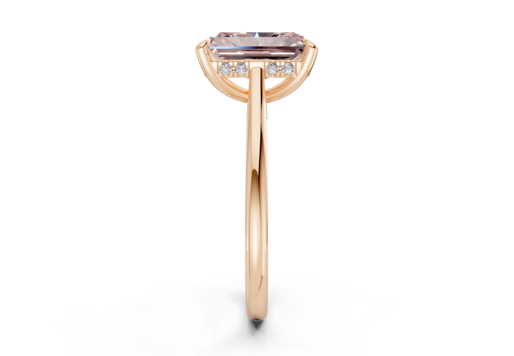Piper Pink Diamond Solitaire Radiant Cut 1.8mm Engagement Ring - Image 6