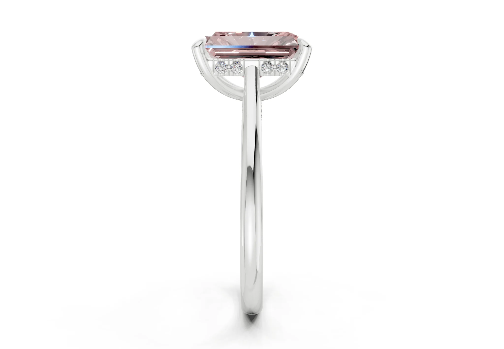 Piper Pink Diamond Solitaire Radiant Cut 1.8mm Engagement Ring - Image 9