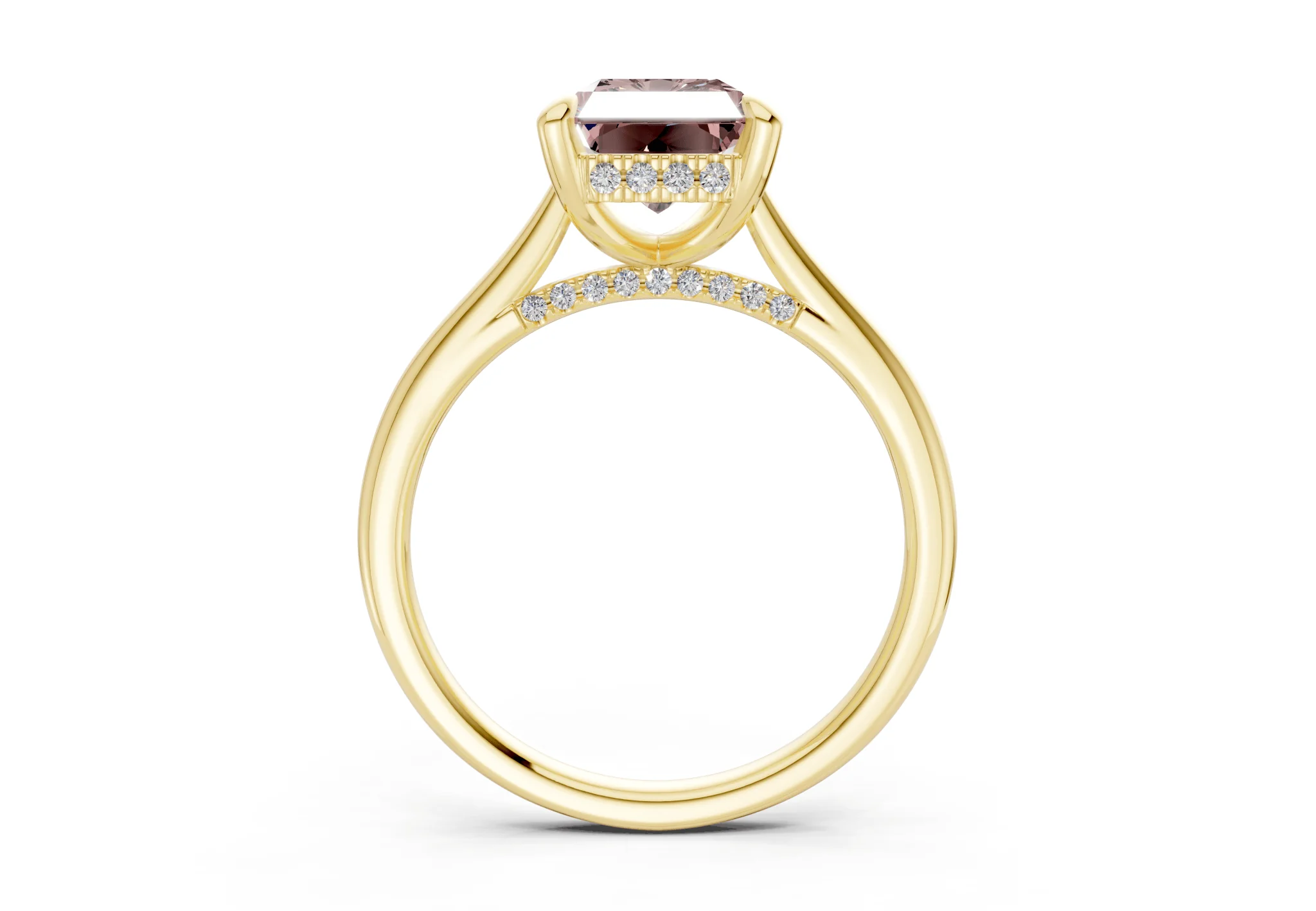 Piper Pink Diamond Solitaire Radiant Cut 2.2mm Engagement Ring - Image 2