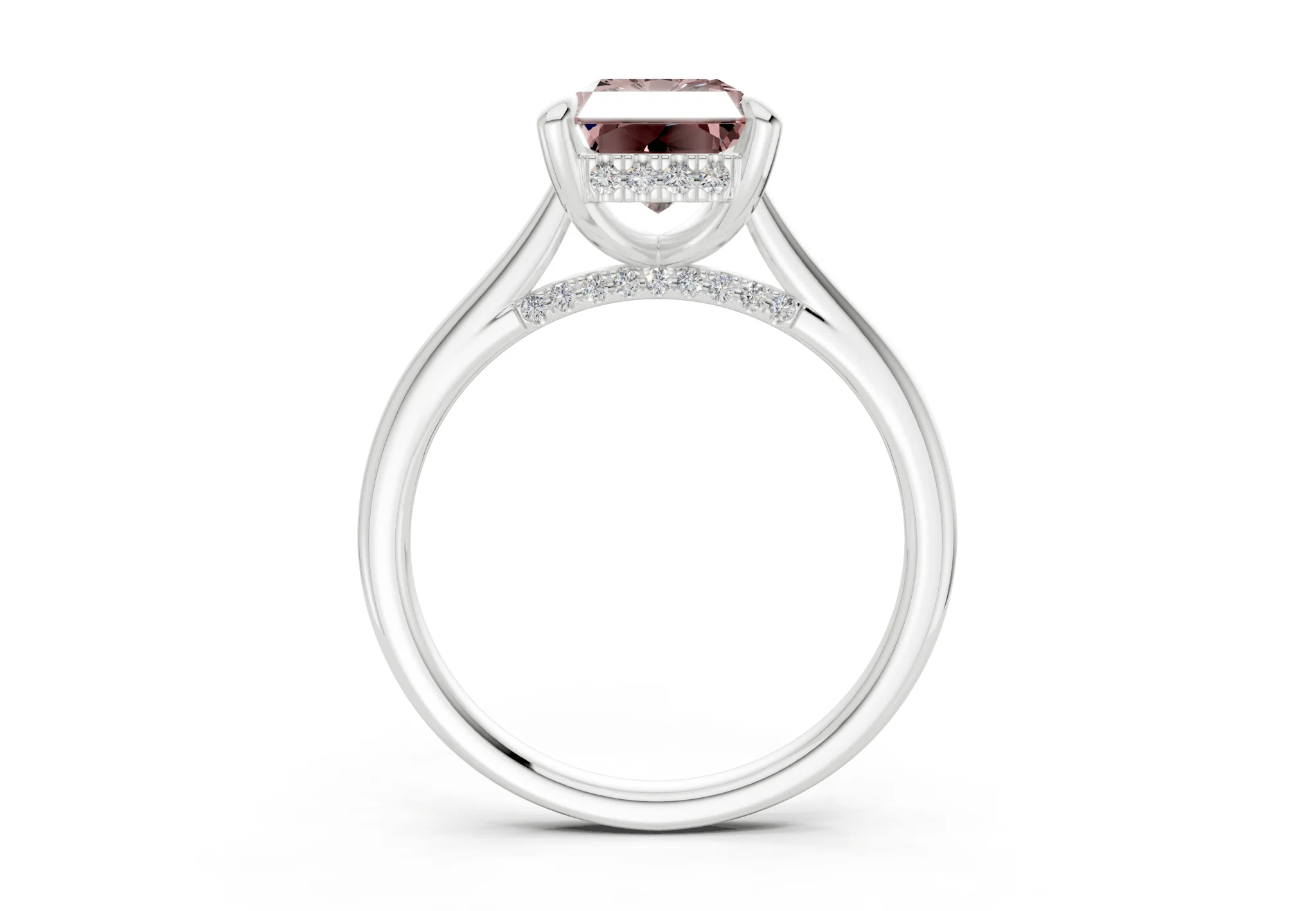 Piper Pink Diamond Solitaire Radiant Cut 2.2mm Engagement Ring - Image 8