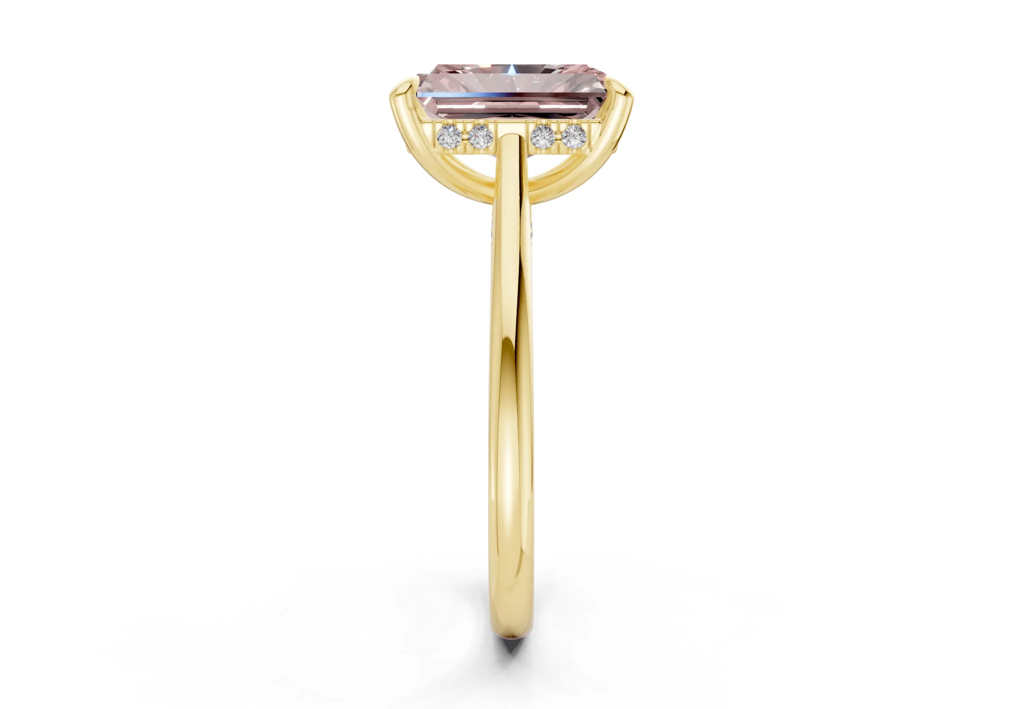 Piper Pink Diamond Solitaire Radiant Cut 2mm Engagement Ring - Image 3