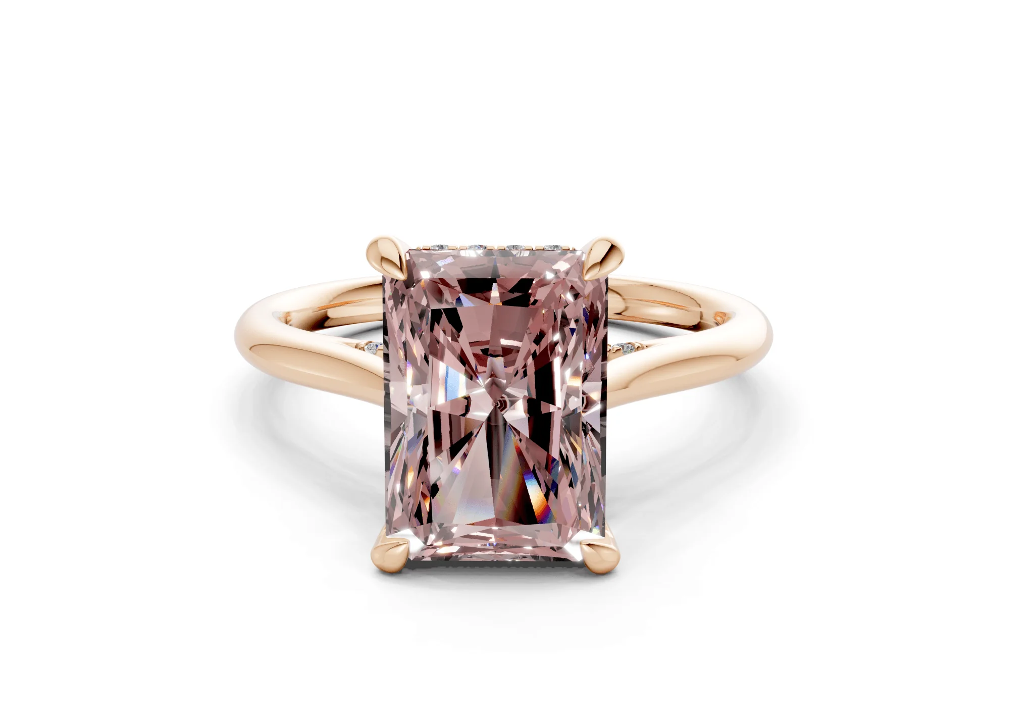 Piper Pink Diamond Solitaire Radiant Cut 2mm Engagement Ring - Image 4