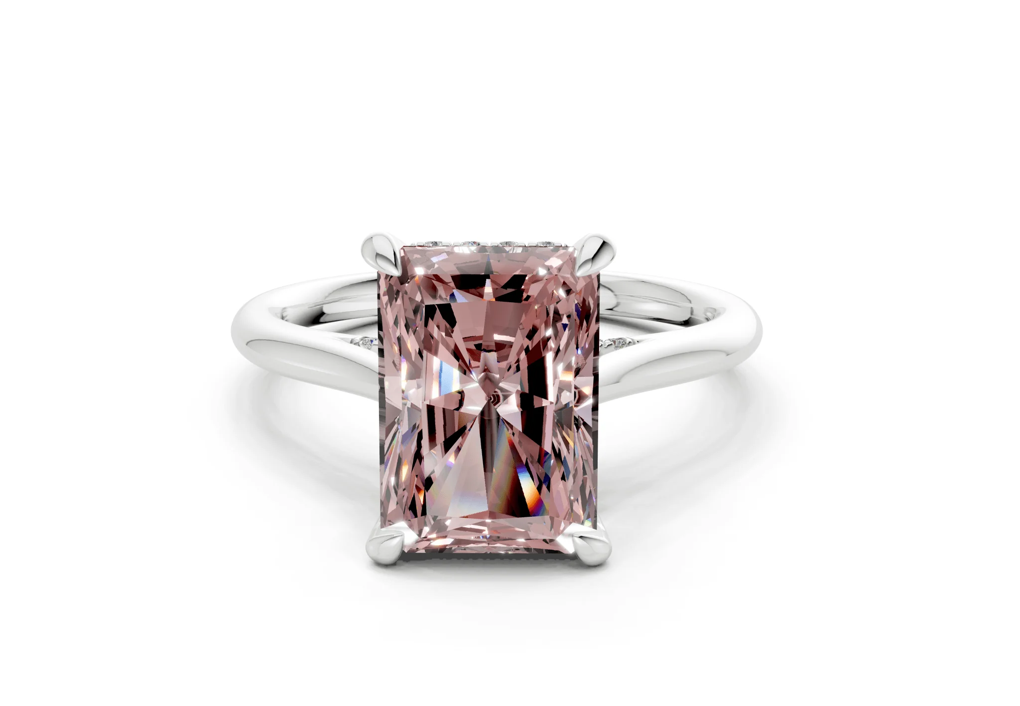 Piper Pink Diamond Solitaire Radiant Cut 2mm Engagement Ring - Image 7