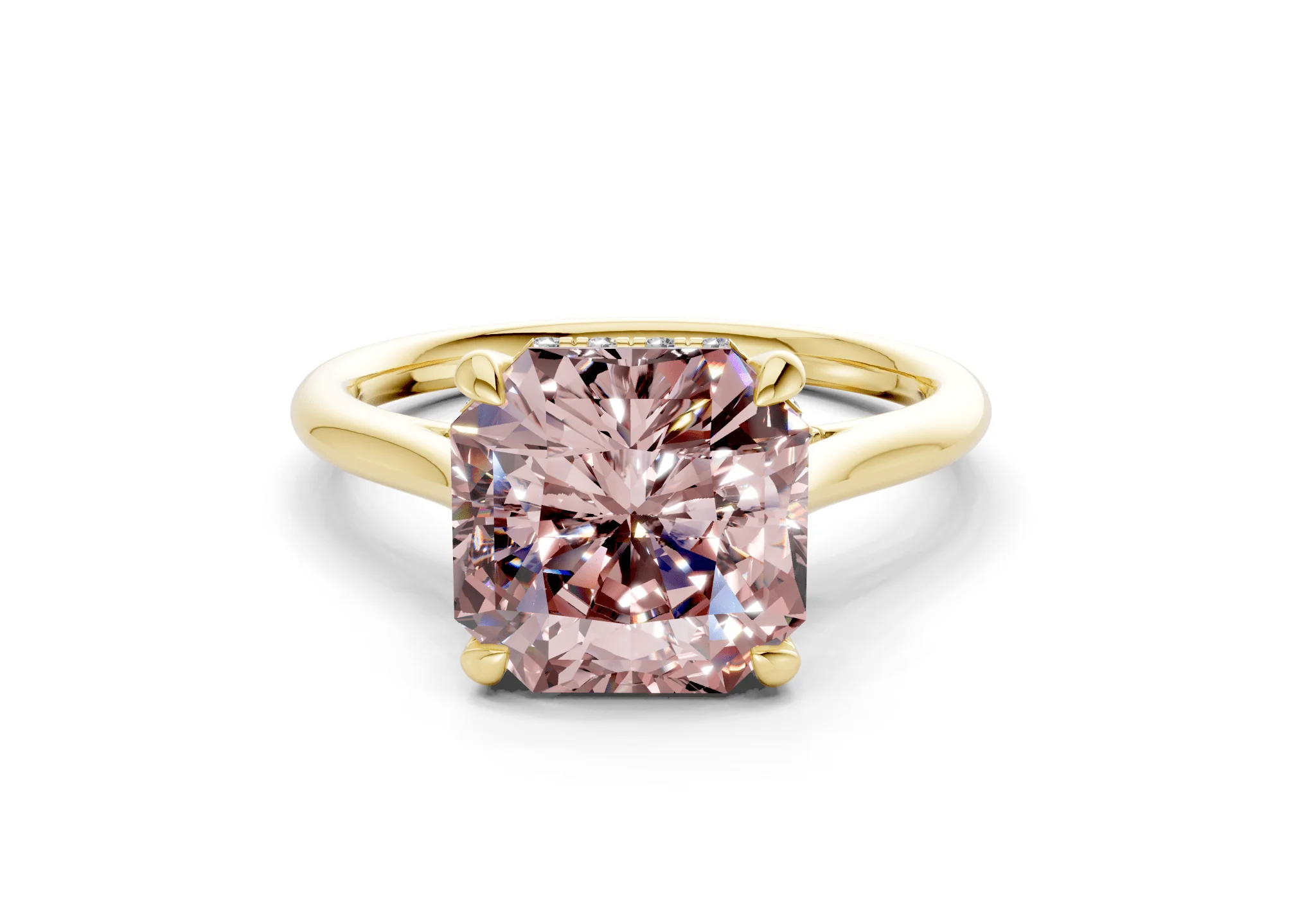 Piper Pink Diamond Solitaire Radiant Squareuare Cut 1.8mm Engagement Ring