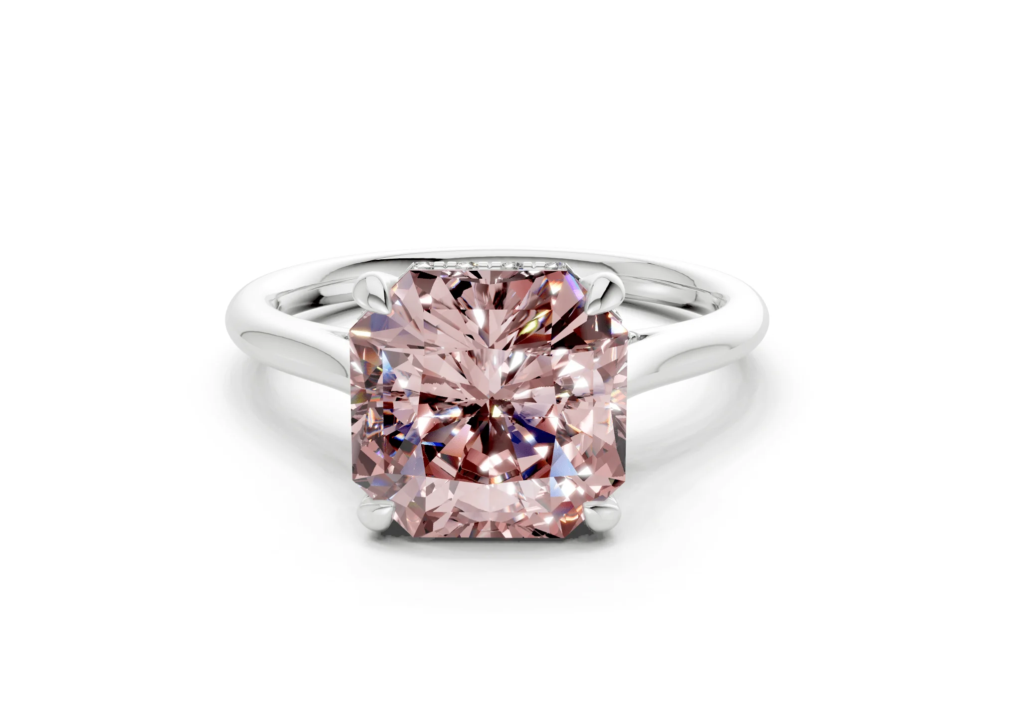 Piper Pink Diamond Solitaire Radiant Squareuare Cut 1.8mm Engagement Ring - Image 7