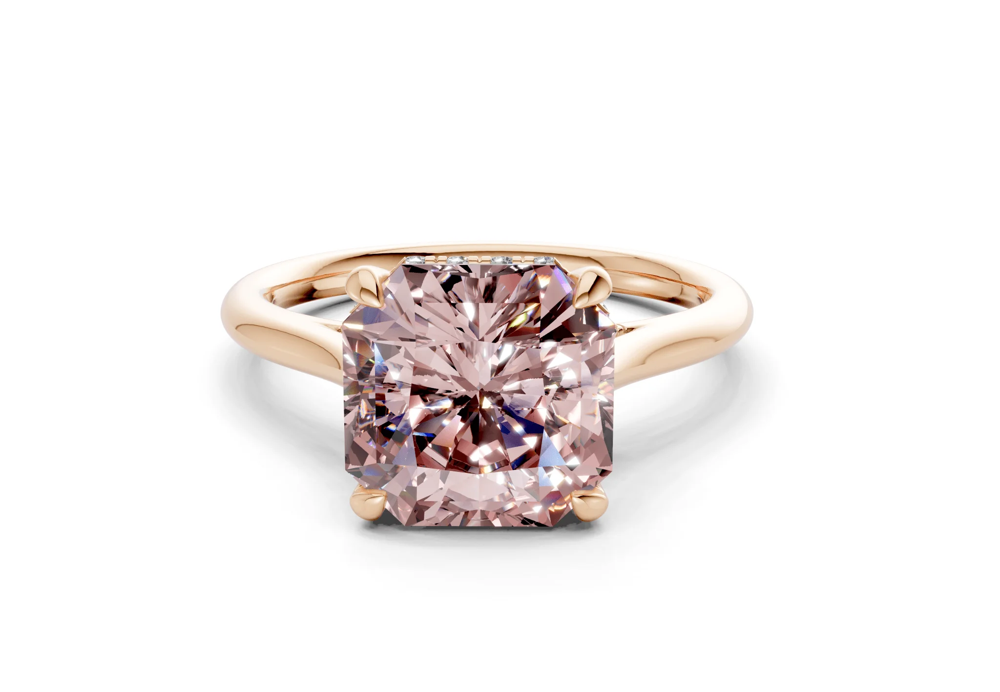 Piper Pink Diamond Solitaire Radiant Squareuare Cut 2mm Engagement Ring - Image 4