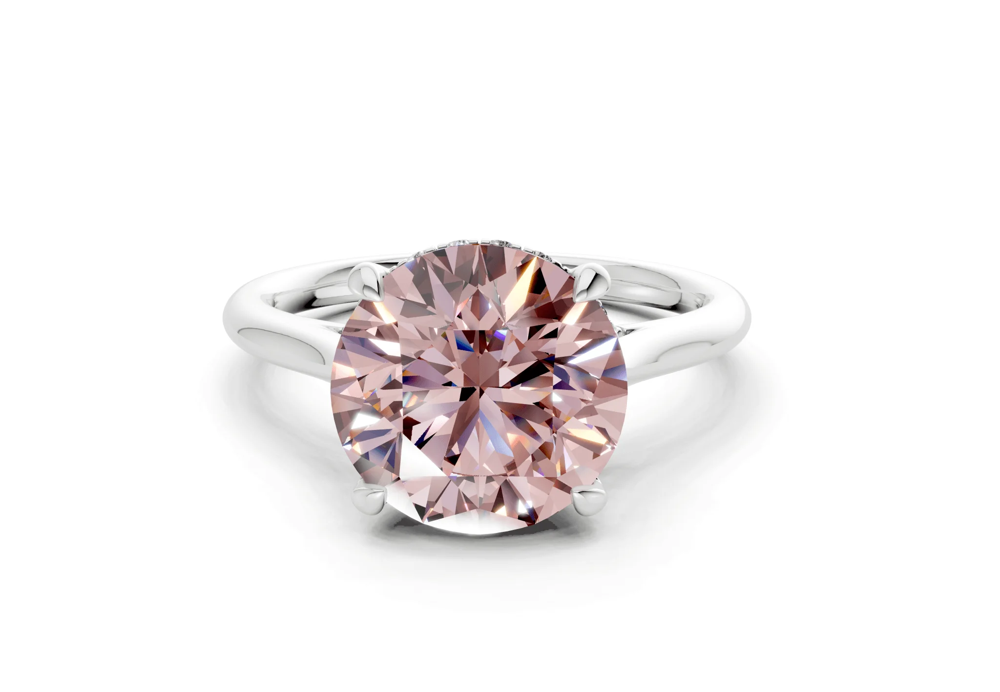 Piper Pink Diamond Solitaire Round Cut 2mm Engagement Ring - Image 7