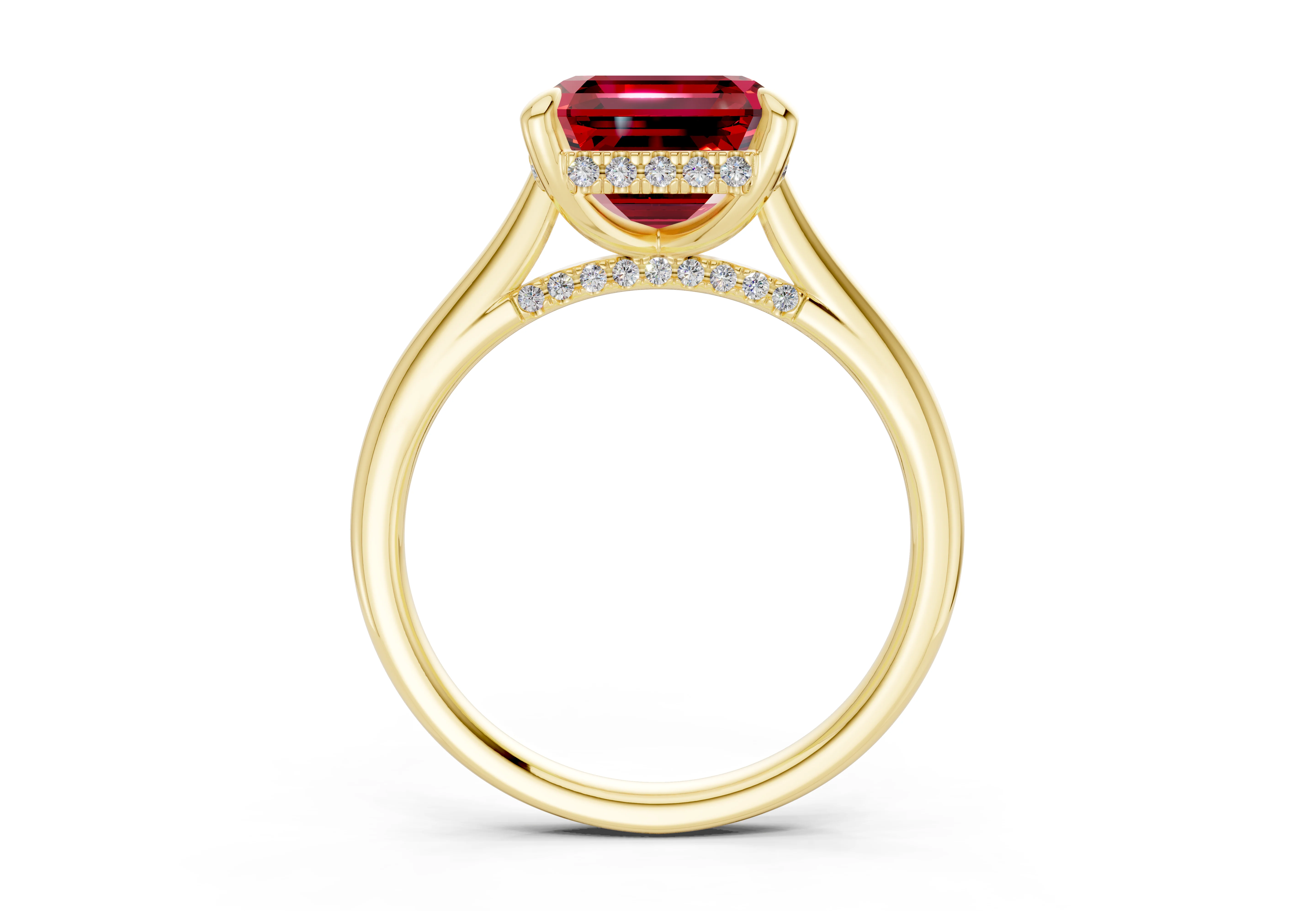 Piper Ruby Gemstone Solitaire Asscher Cut 1.8mm Engagement Ring - Image 2
