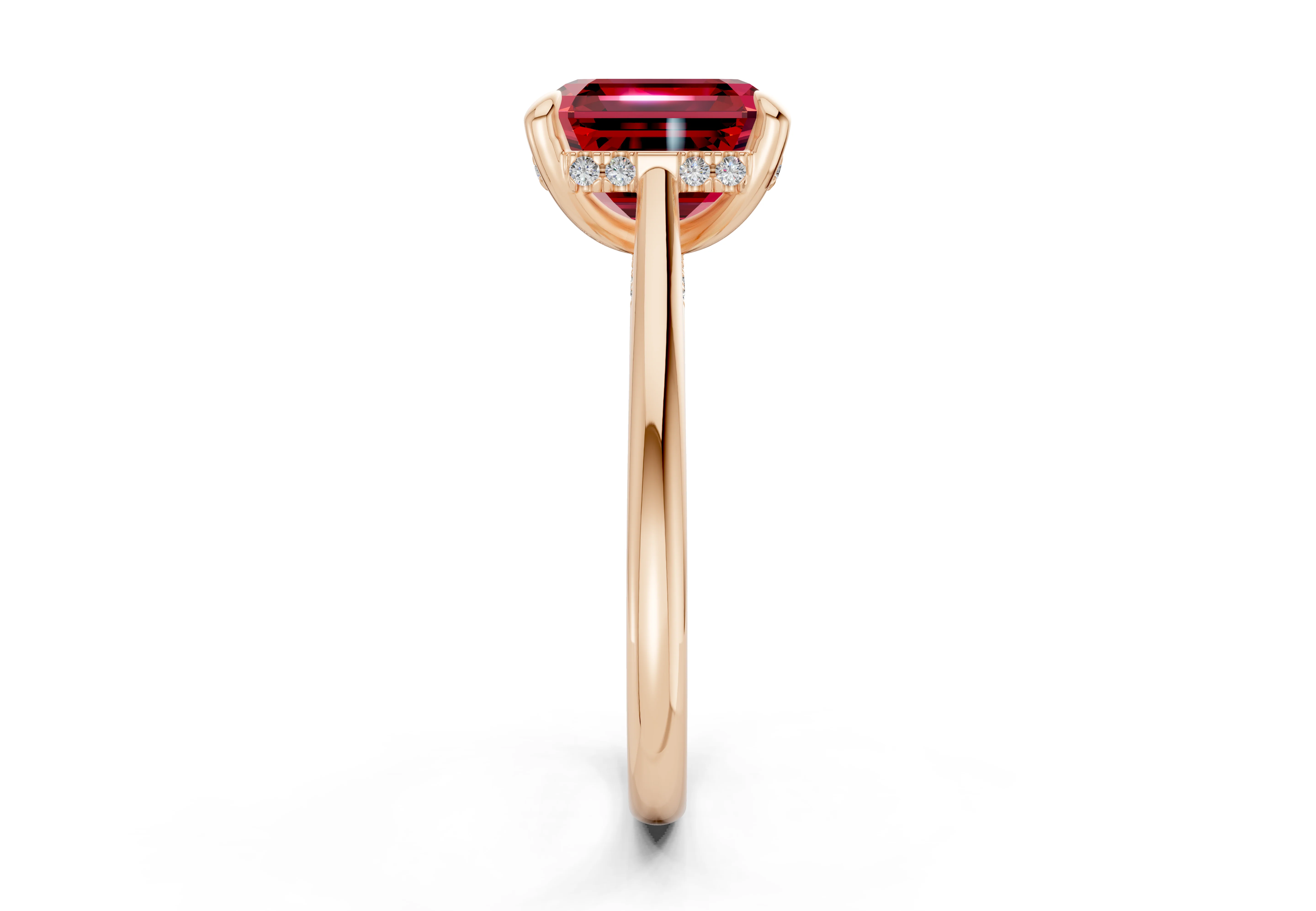 Piper Ruby Gemstone Solitaire Asscher Cut 1.8mm Engagement Ring - Image 6