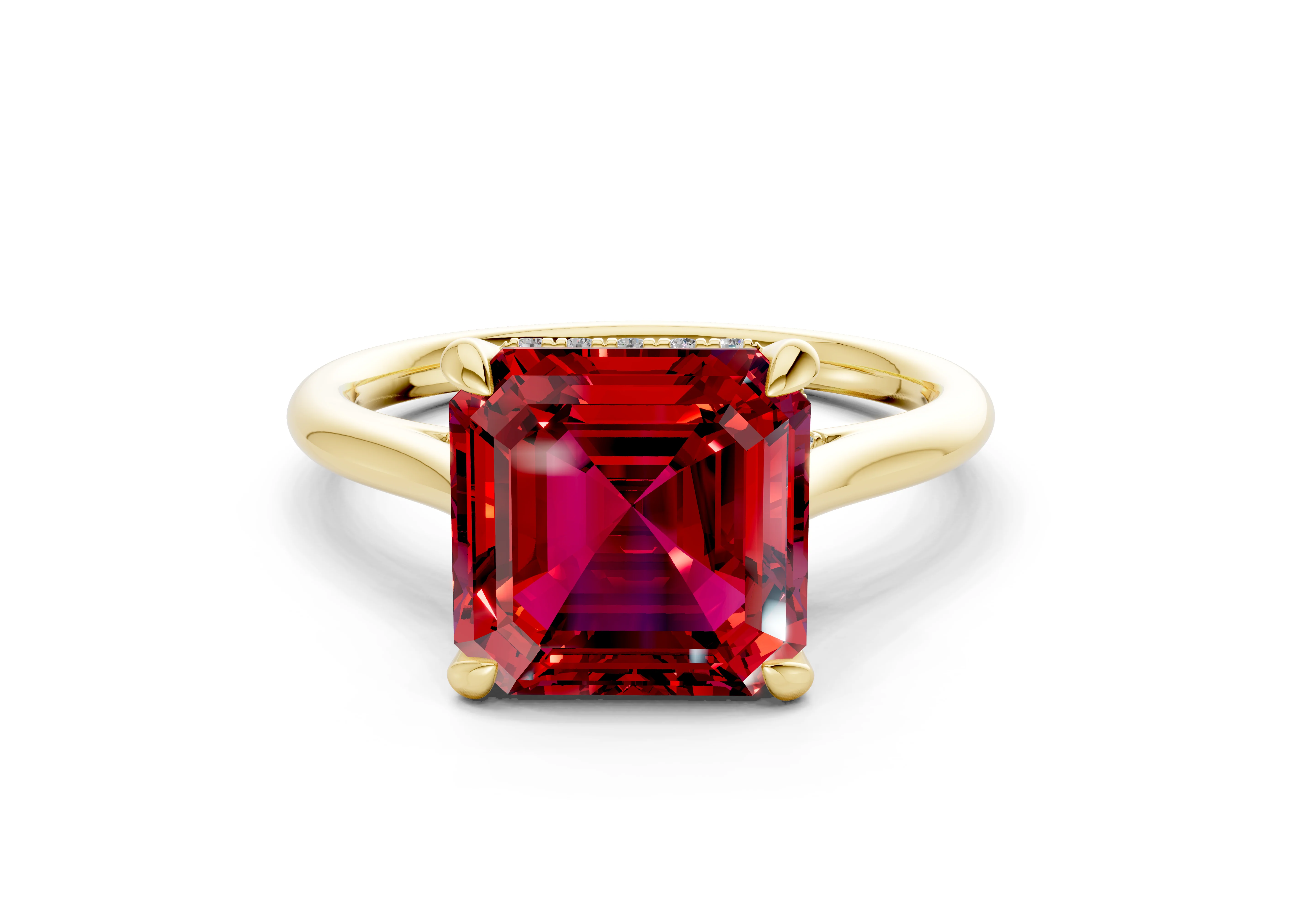 Piper Ruby Gemstone Solitaire Asscher Cut 2mm Engagement Ring
