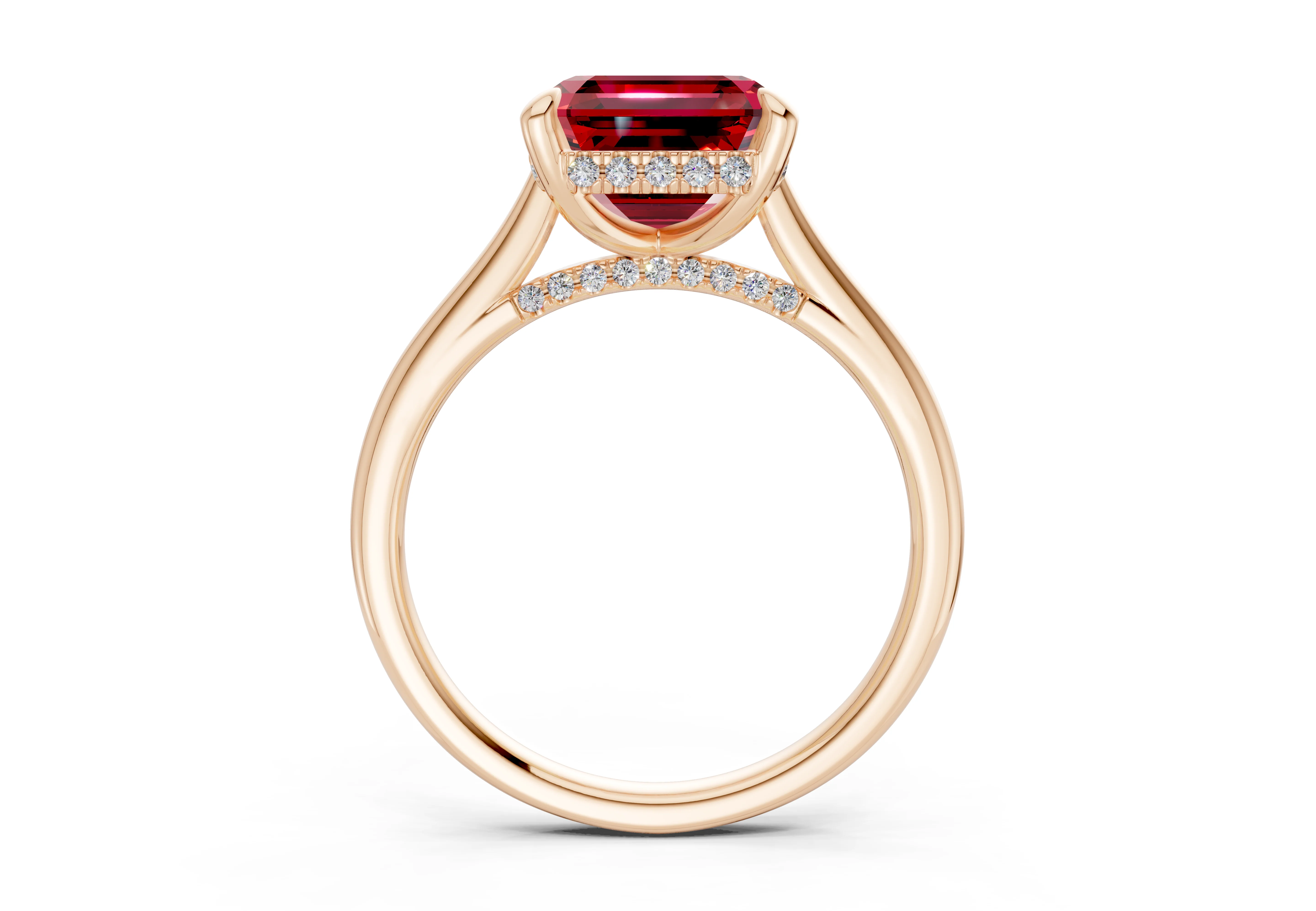 Piper Ruby Gemstone Solitaire Asscher Cut 2mm Engagement Ring - Image 5