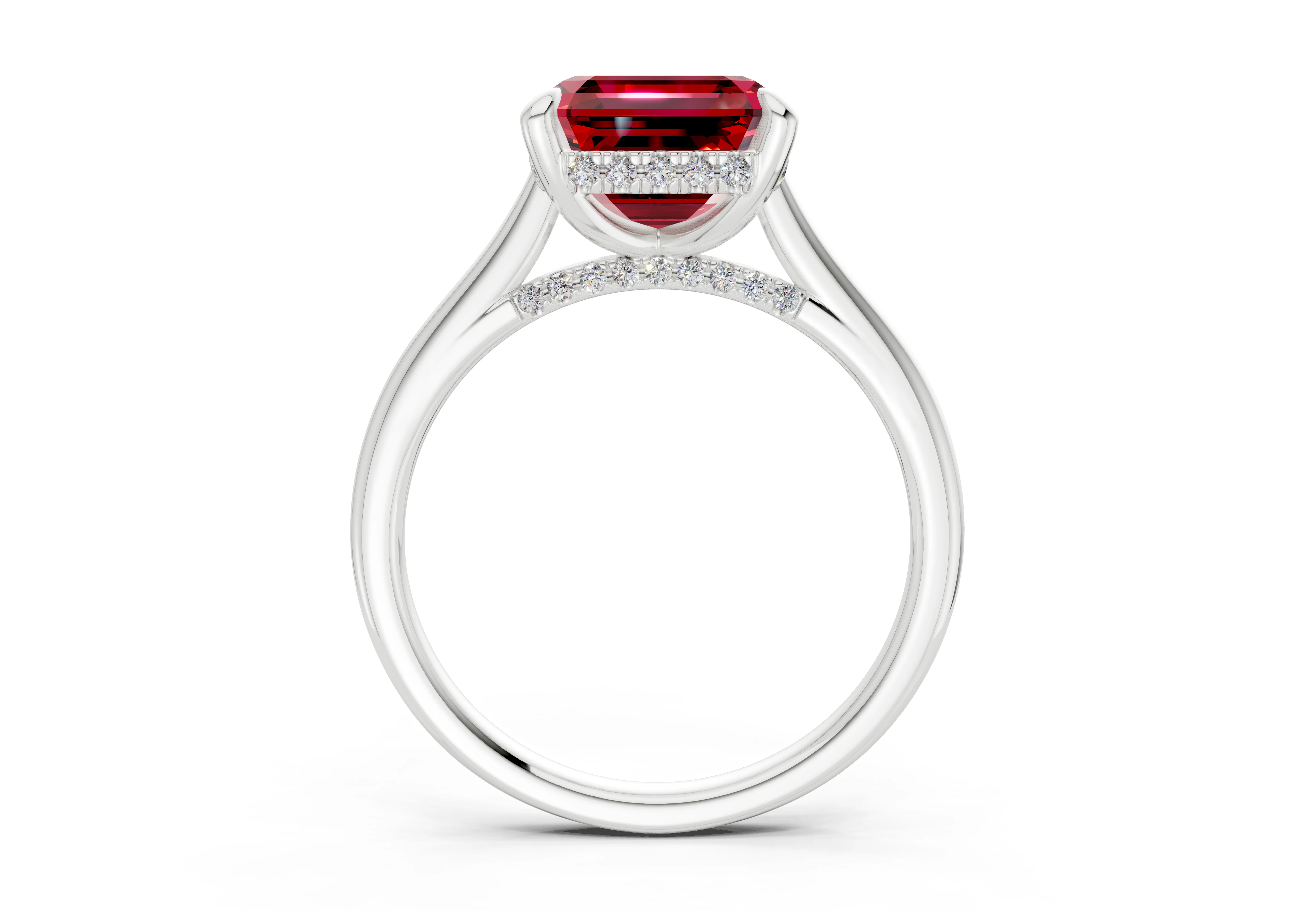 Piper Ruby Gemstone Solitaire Asscher Cut 2mm Engagement Ring - Image 8