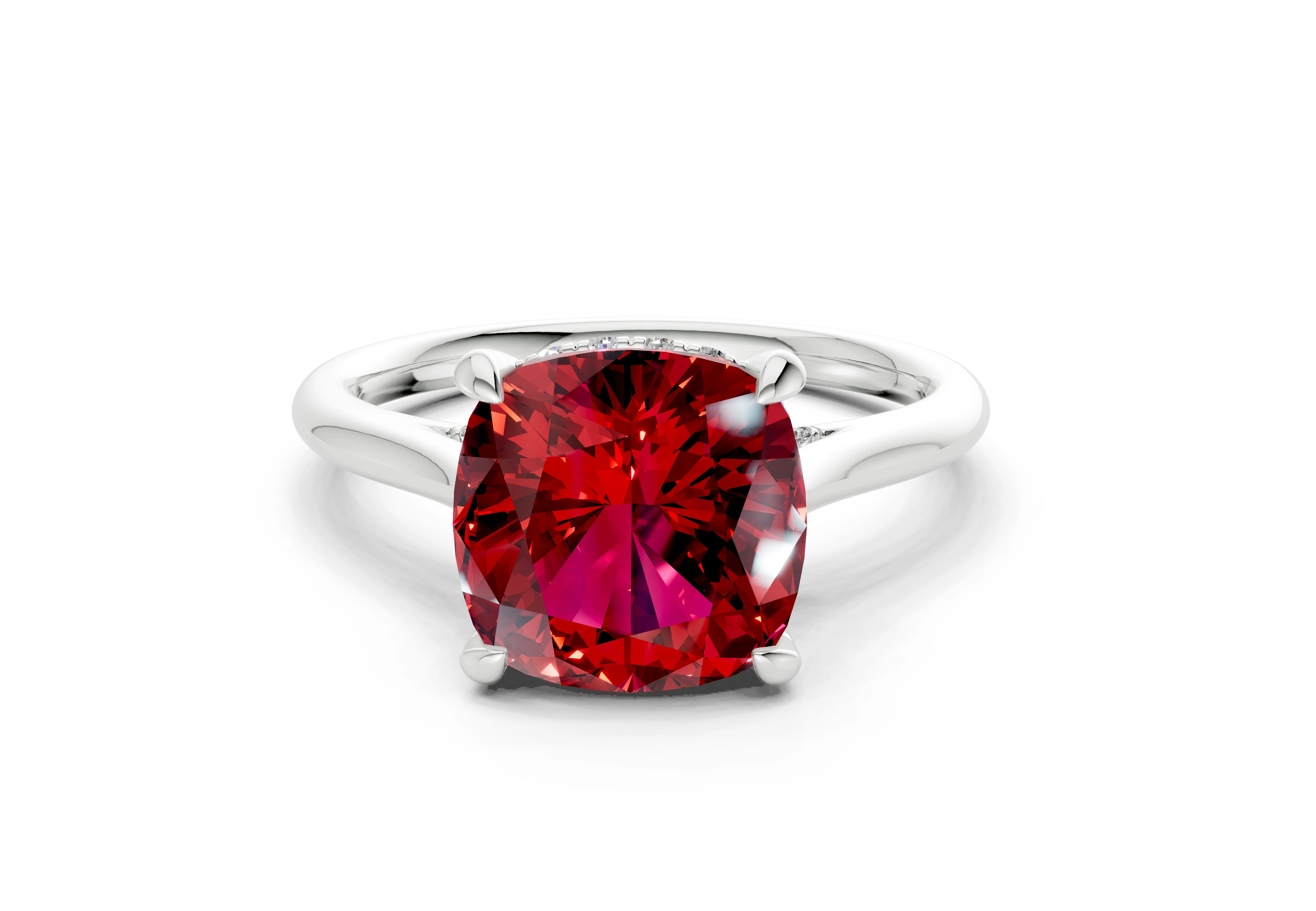 Piper Ruby Gemstone Solitaire Cushion Squareuare Cut 2.3mm Engagement Ring - Image 7