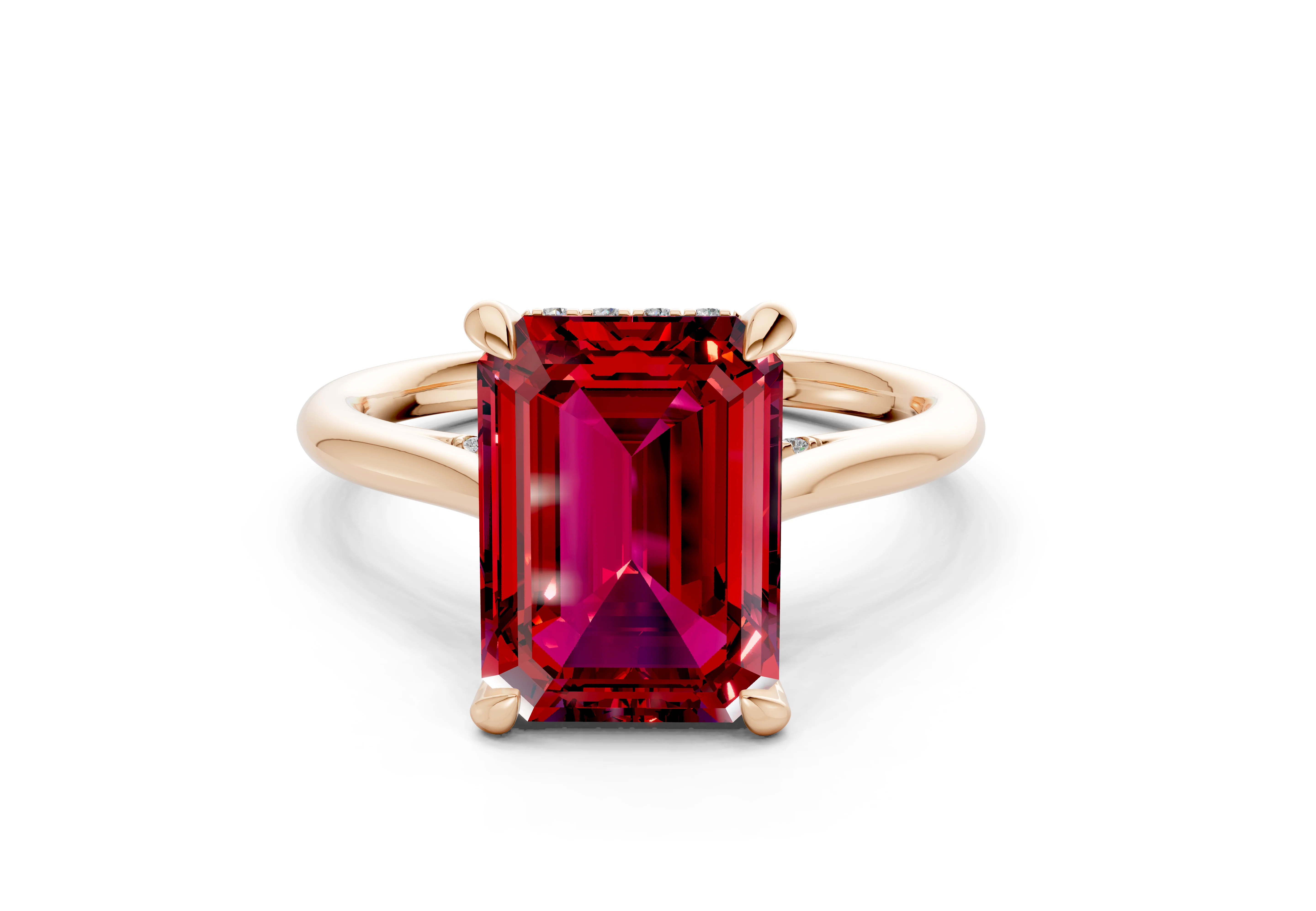 Piper Ruby Gemstone Solitaire Emerald Cut 1.8mm Engagement Ring - Image 4