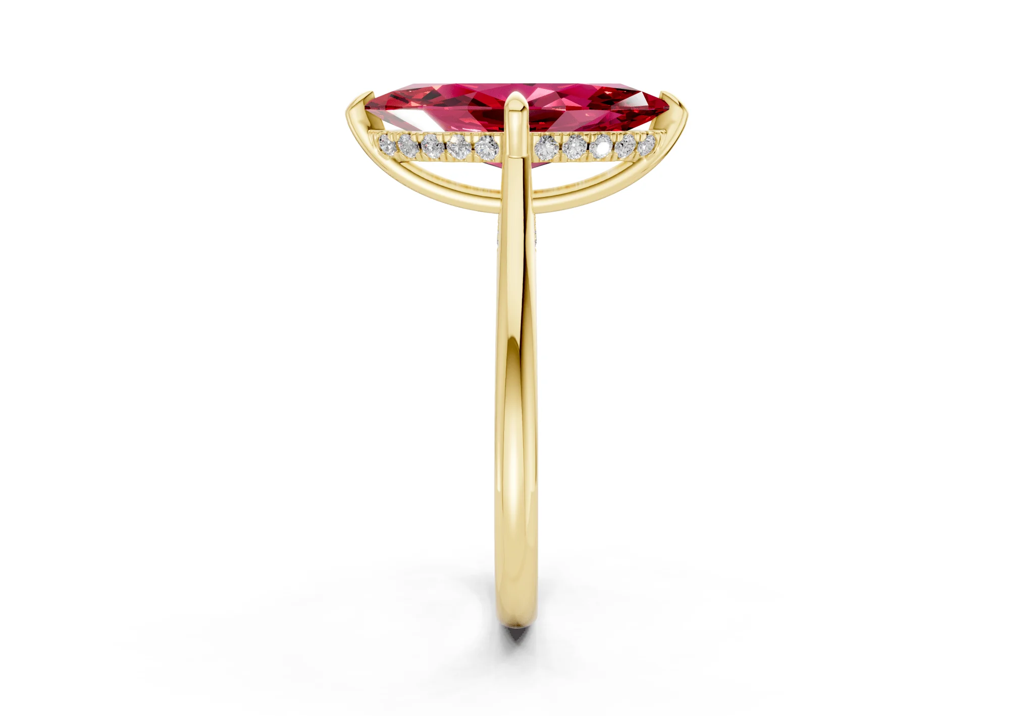 Piper Ruby Gemstone Solitaire Marquise Cut 1.8mm Engagement Ring - Image 3