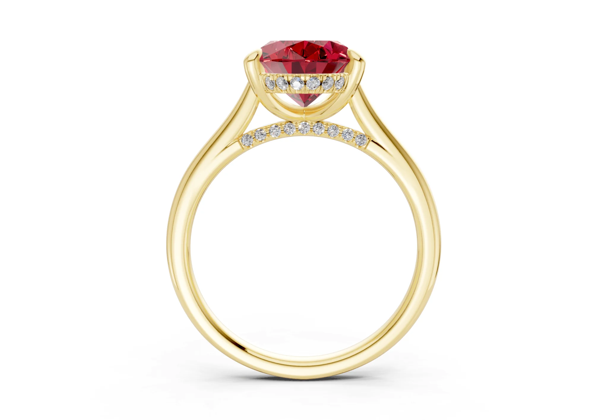 Piper Ruby Gemstone Solitaire Oval Cut 1.8mm Engagement Ring - Image 2